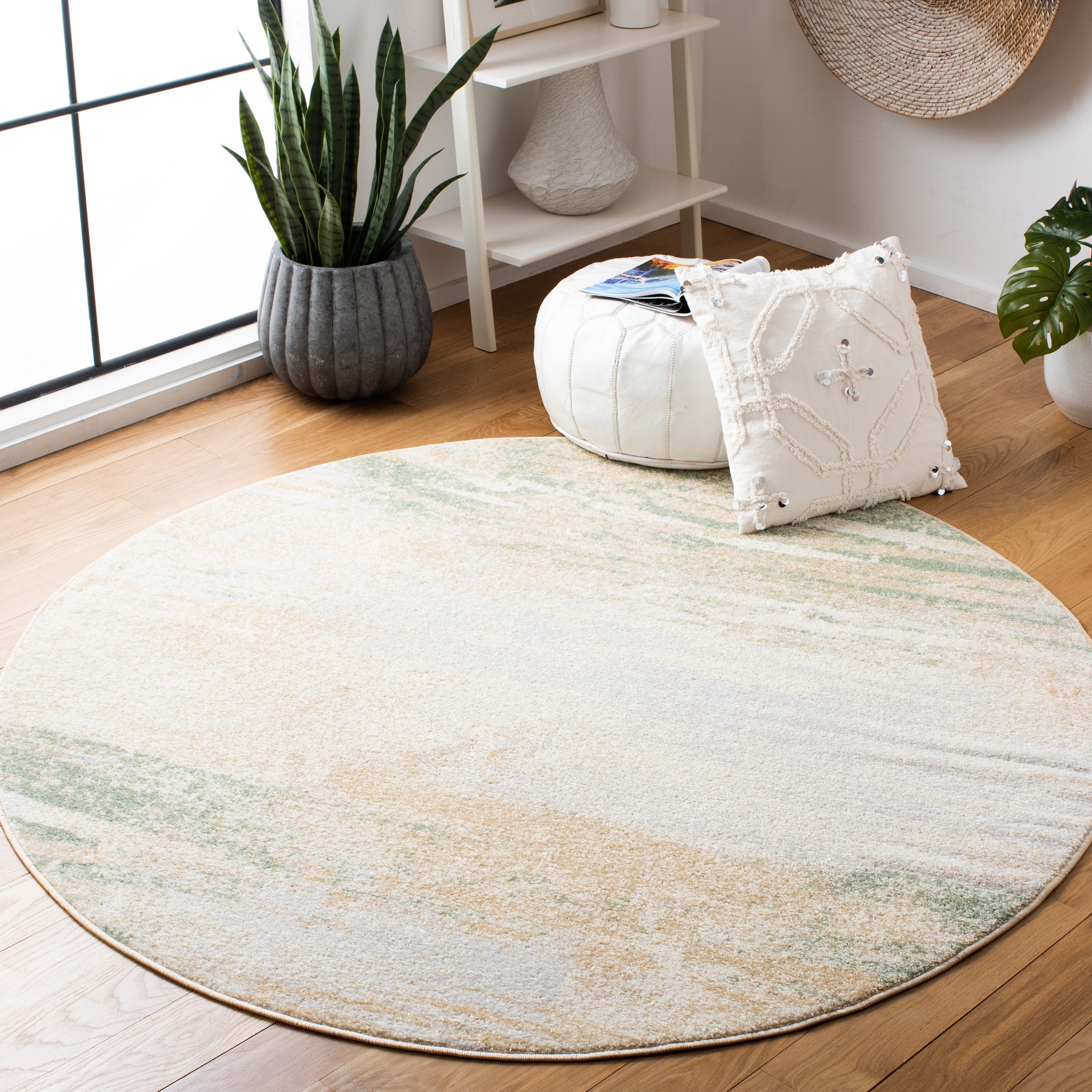 Safavieh ADR112D-6R Adirondack Zayne 6 x 6 (ft) Loomed Polypropylene Ivory/Gold Round Indoor Abstract Lodge Area rug