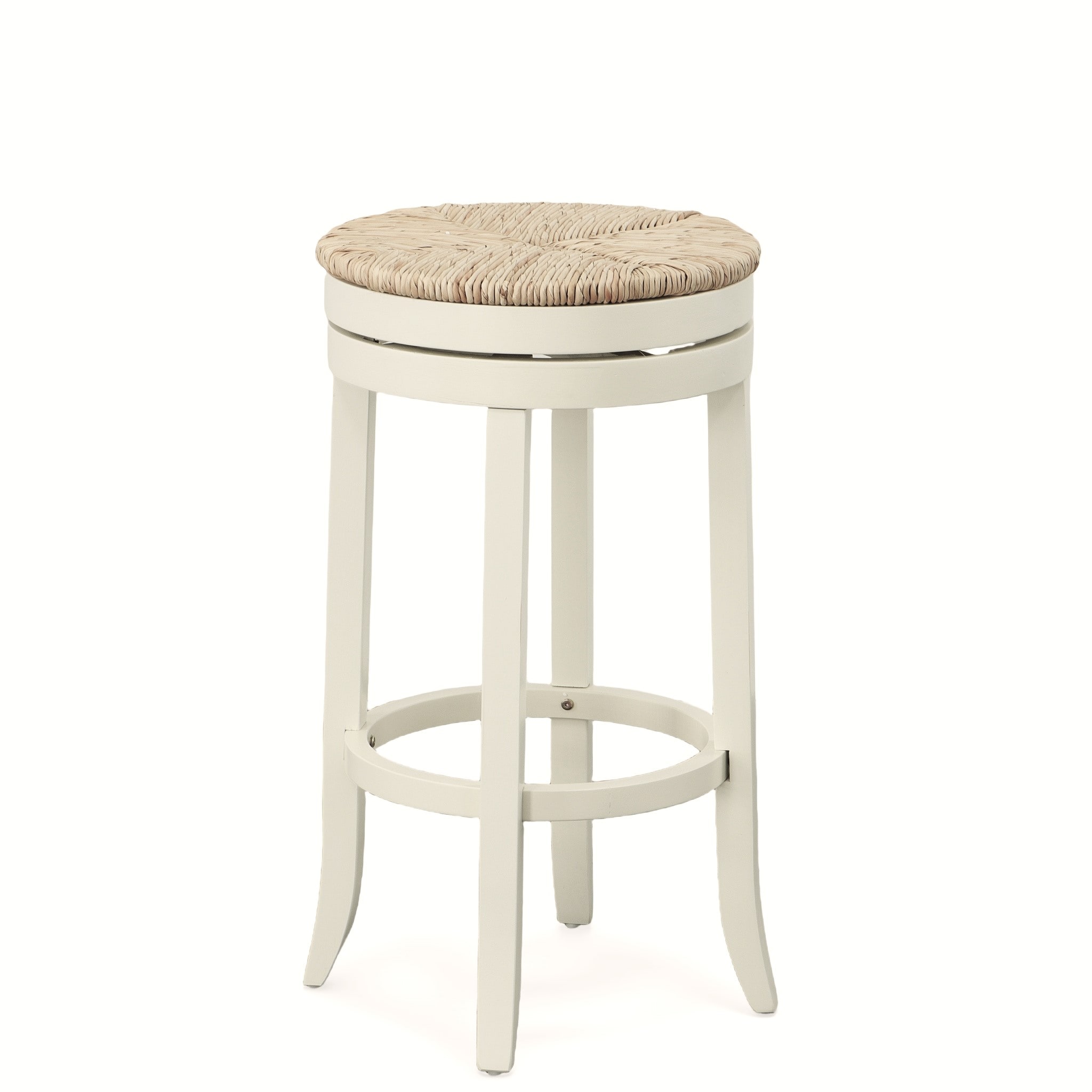 Carolina Cottage 1930R-MW Irving Antique white 30.0-in H Bar height Round seat Swivel Wood Bar Stool