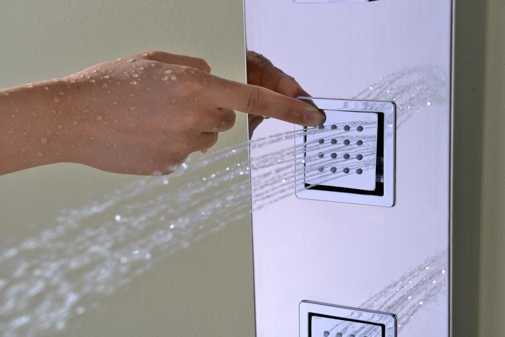 Polished Chrome Stainless Steel 59" Shower Panel with Jets and Handheld Wand