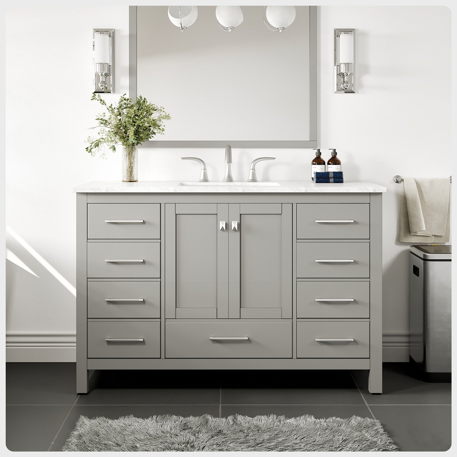 Eviva Aberdeen 48-in Gray Undermount Single Sink Bathroom Vanity with ...