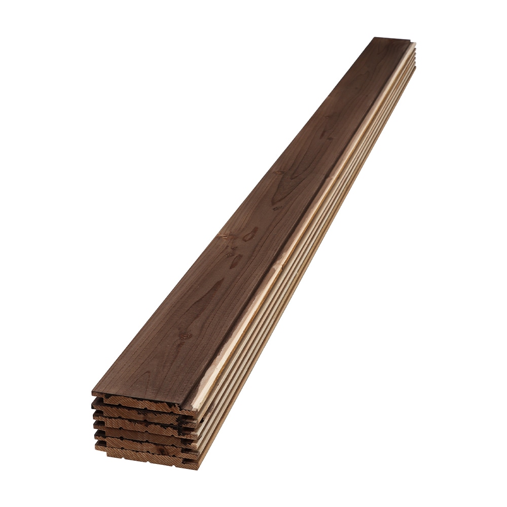 HIGHLANDERHOME SHIPLAP-03 Embossed Brown Asian hardwood Tongue and Groove Wall Plank ( 6 -Pack , Covers 20-sq ft )
