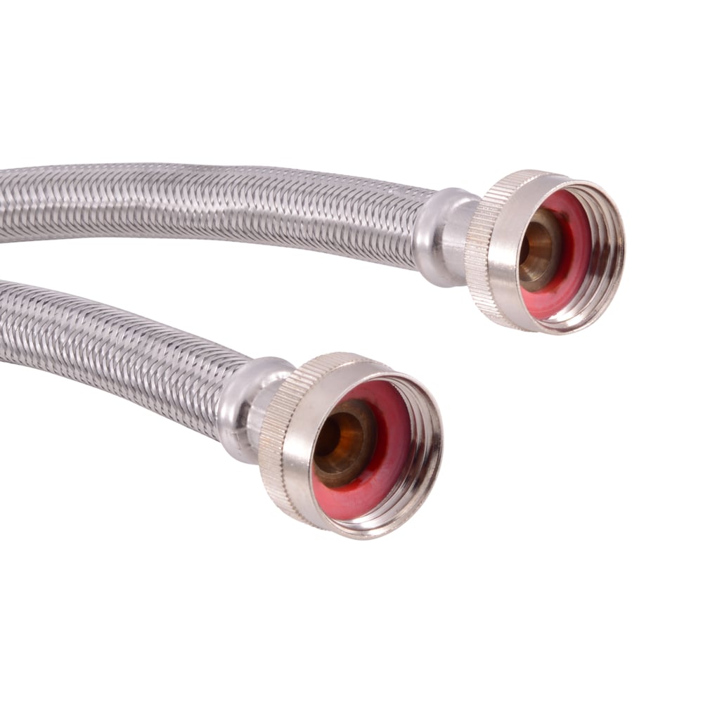 6-Foot Silver Stainless Steel Washing Machine Hose