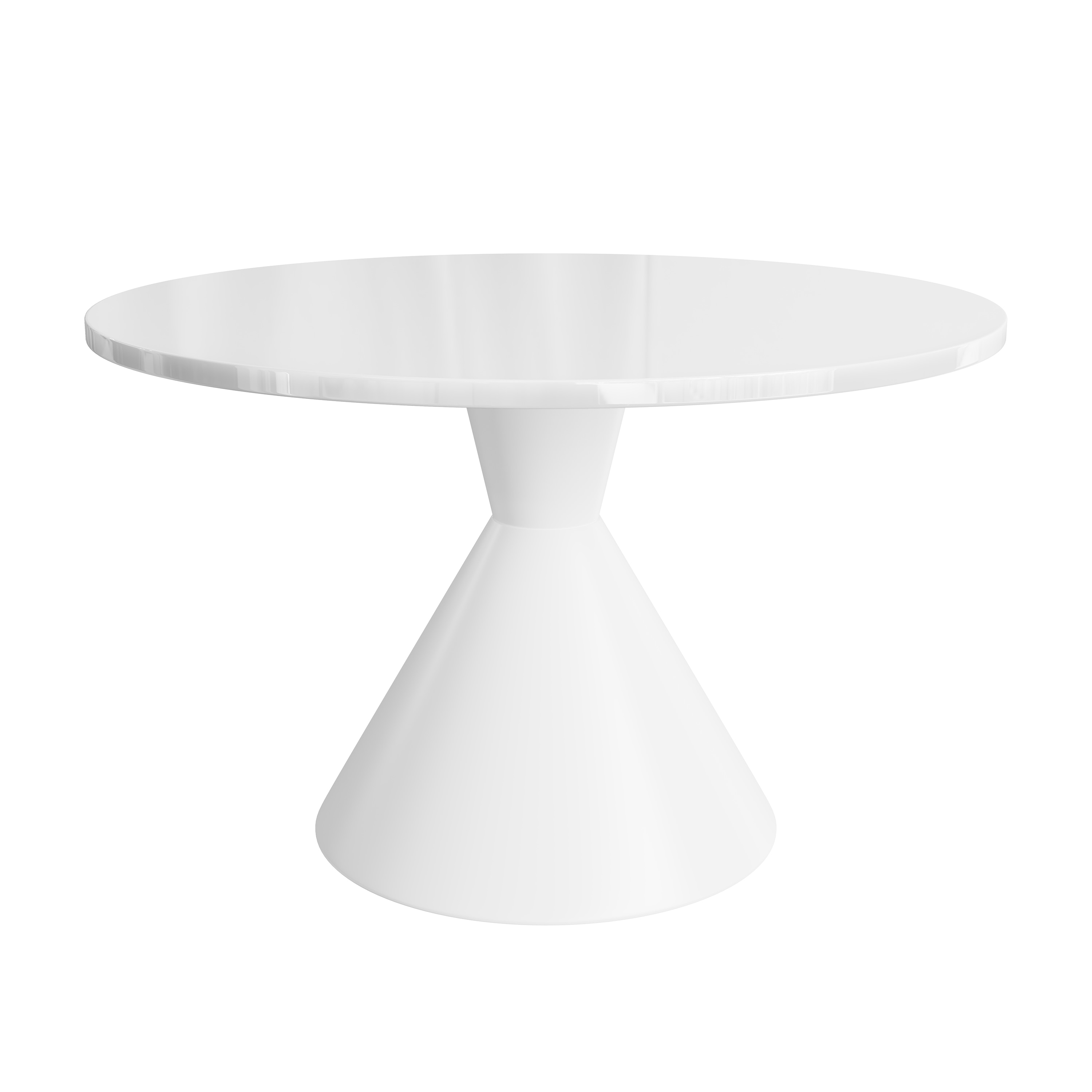 Clihome CL-RBT2-BWH White Round Contemporary/Modern Dining Table, MDF with White Composite Pedestal Base 47.64-in L x 29.33-in H