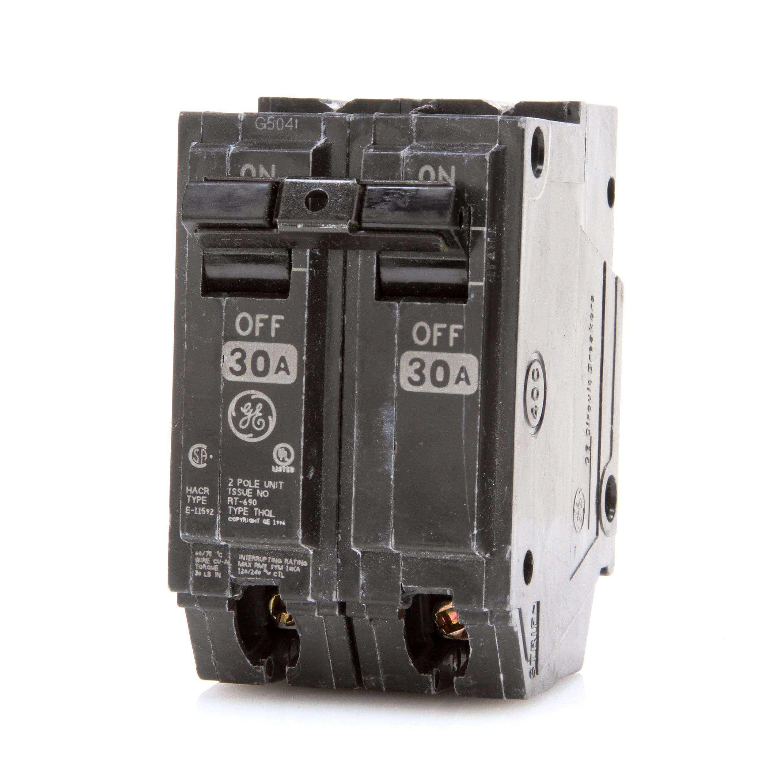 GENERAL ELECTRIC GE  2 POLE THQB 30A COMMON TRIP CIRCUIT BREAKER 