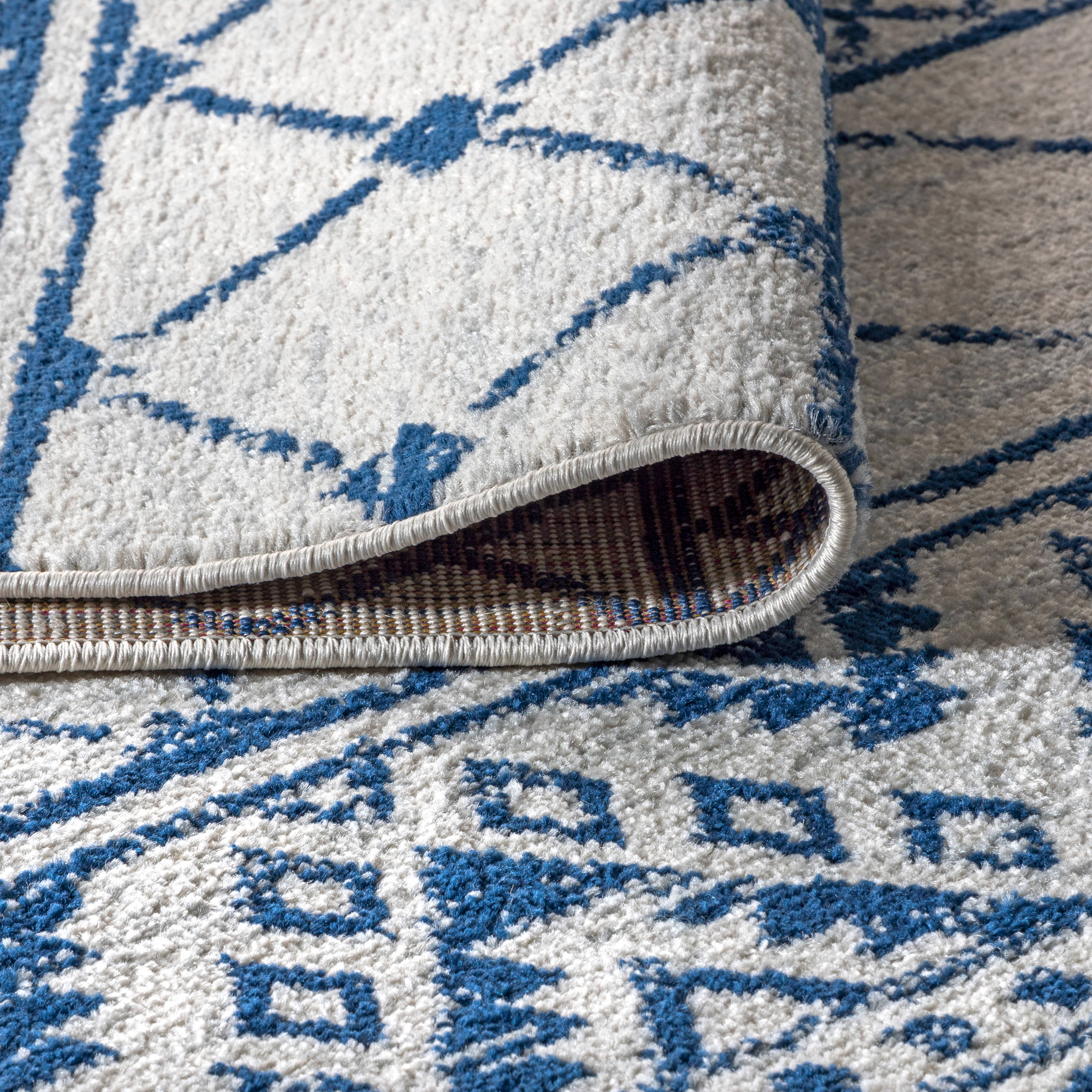 Blue Synthetic Reversible Rectangular 8' x 10' Area Rug