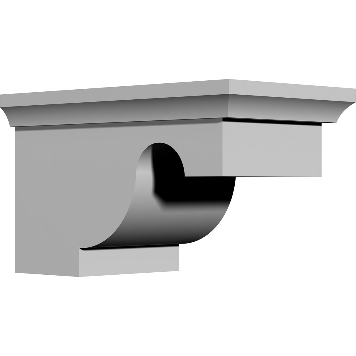 White Urethane Decorative Corbel Bracket, 6 x 7.5 x 5 Inches