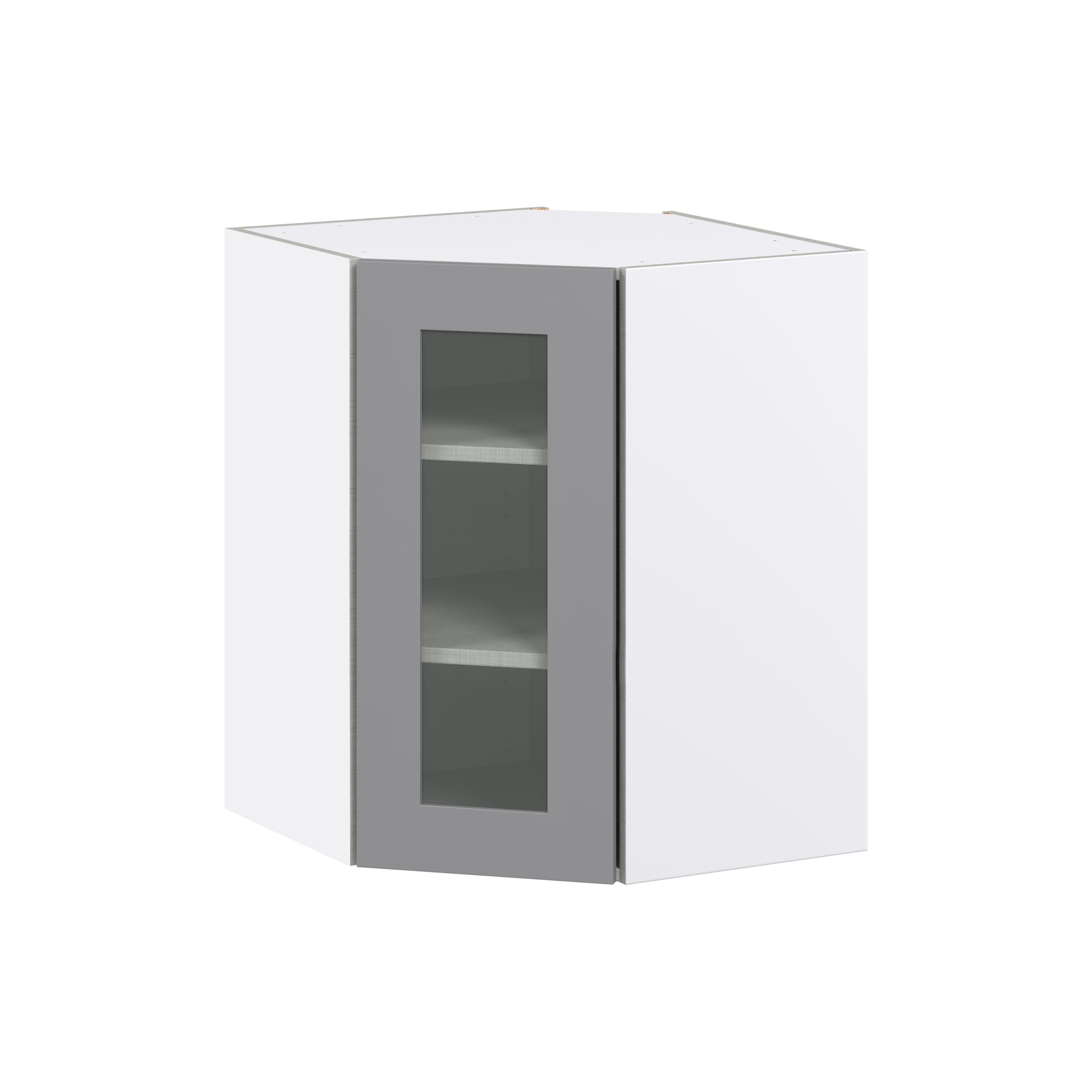 Hugo&Borg DSWAG2430(L/R)-BM Beaumont 24-in W x 30-in H x 14-in D Slate Gray Diagonal Diagonal Corner wall Fully assembled Cabinet (Glass Panel Glass)