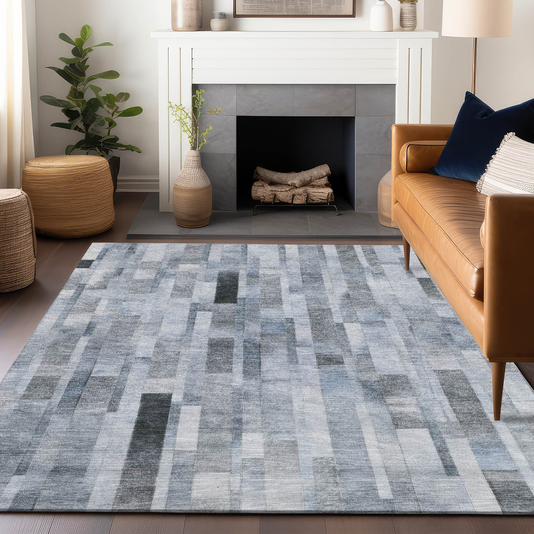 Addison Rugs ACN1630BU5X8 Chantille ACN1630BU 5 x 7 (ft) Loomed Blue Rectangular Indoor/Outdoor Machine washable Pet Friendly Area rug