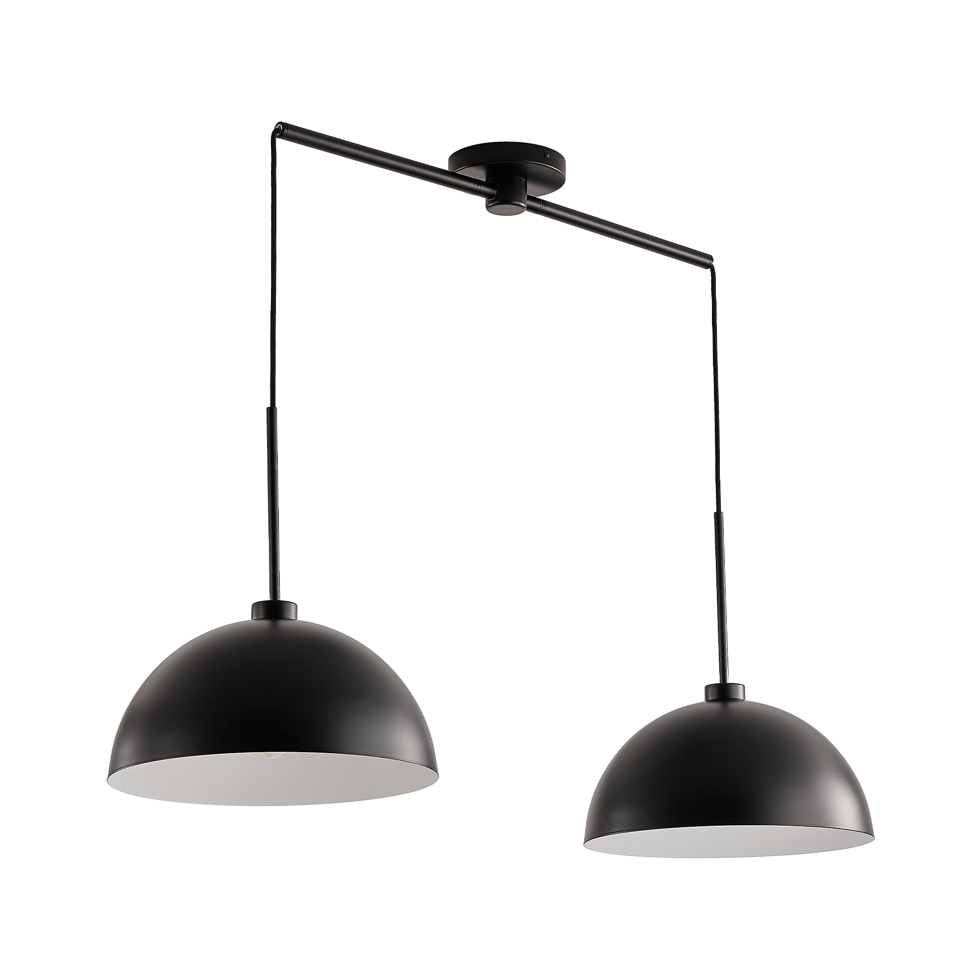 RKZHOPT Pendant Light 2 -Light Black Modern/contemporary Metal Bowl Hanging Pendant Light