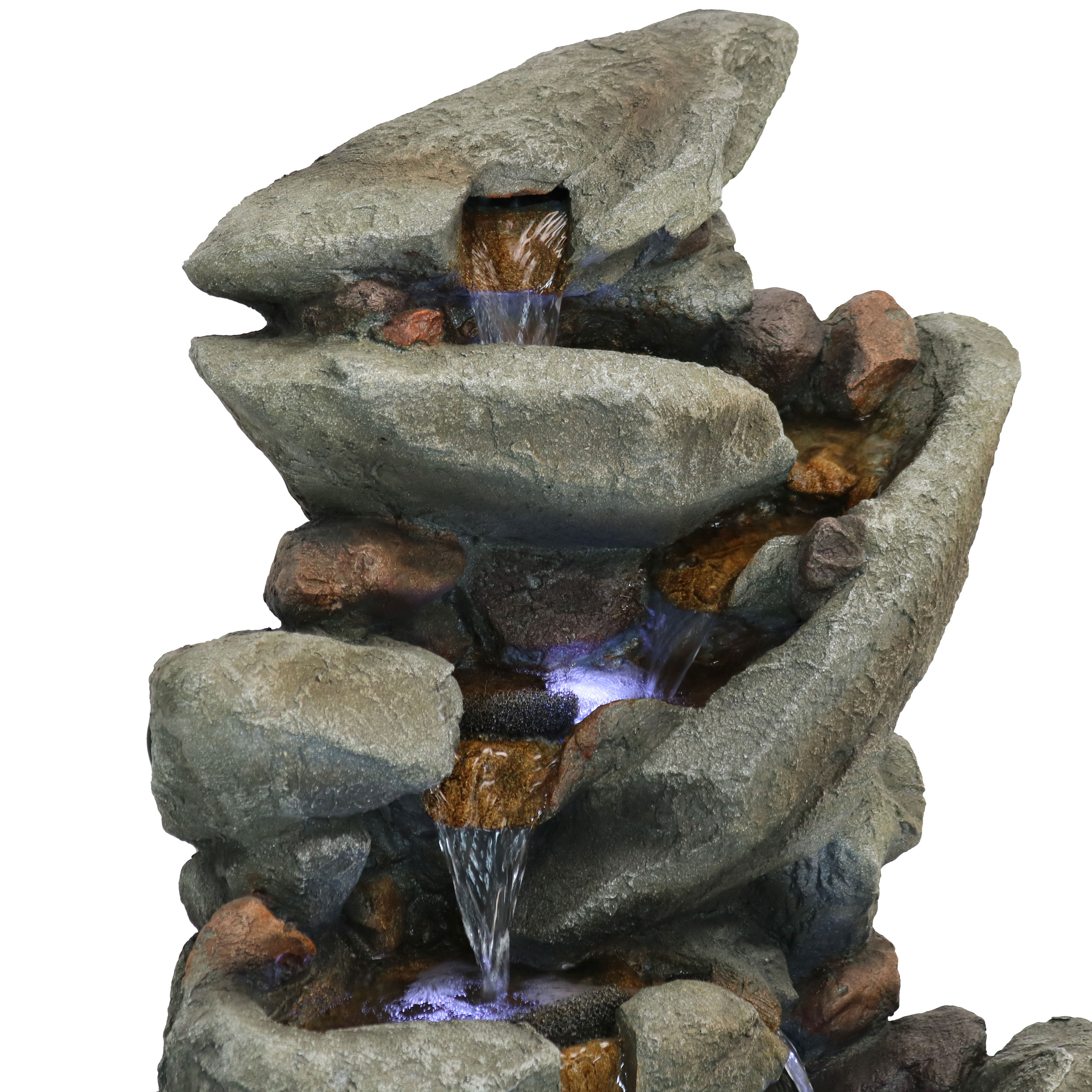 Sunnydaze Decor 31-in H Resin Rock Waterfall Fountain Outdoor Fountain ...