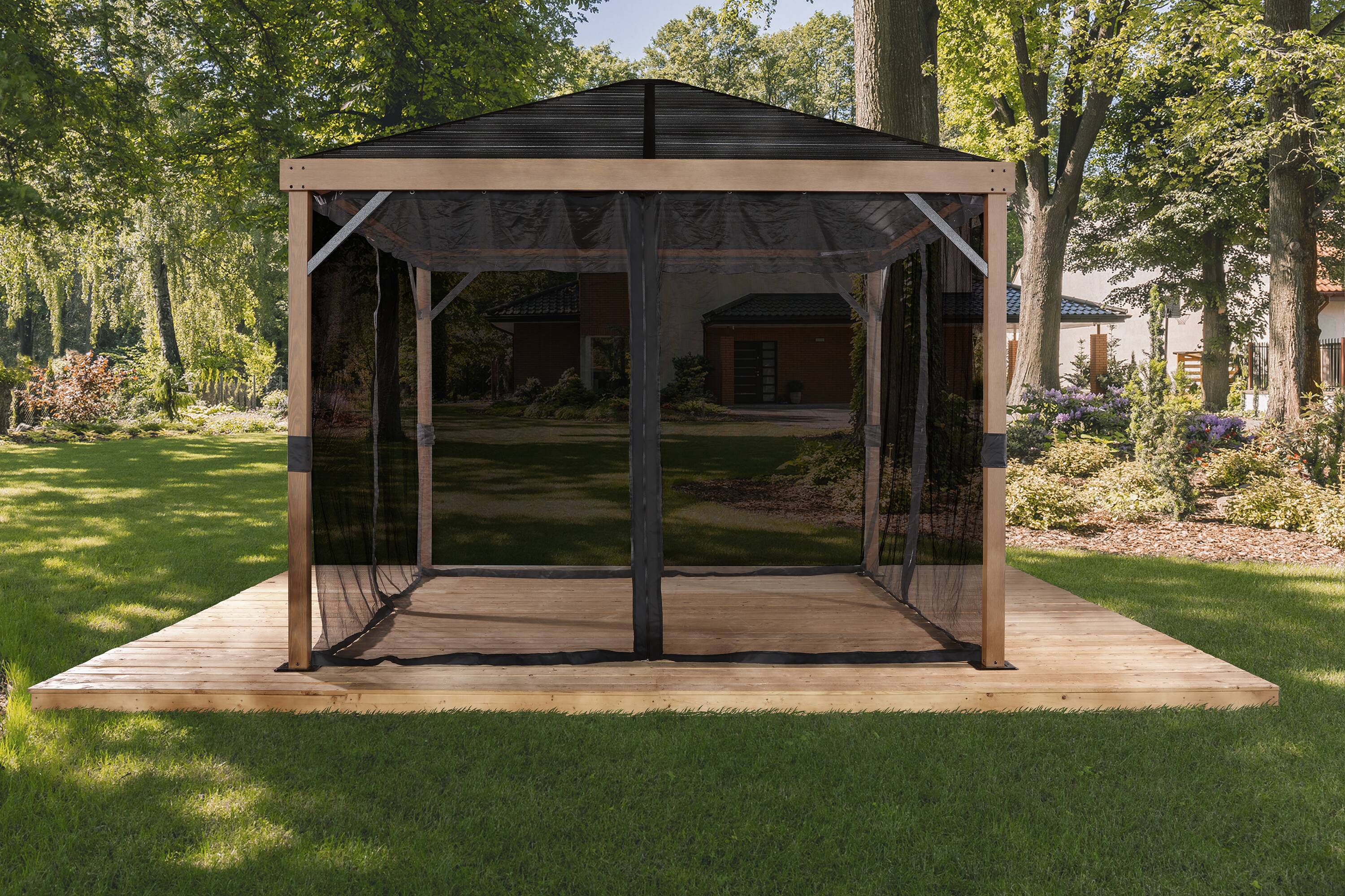 Sojag 8-ft X 8-ft Sanibel Square Wood Metal Steel Roof Gazebo With ...