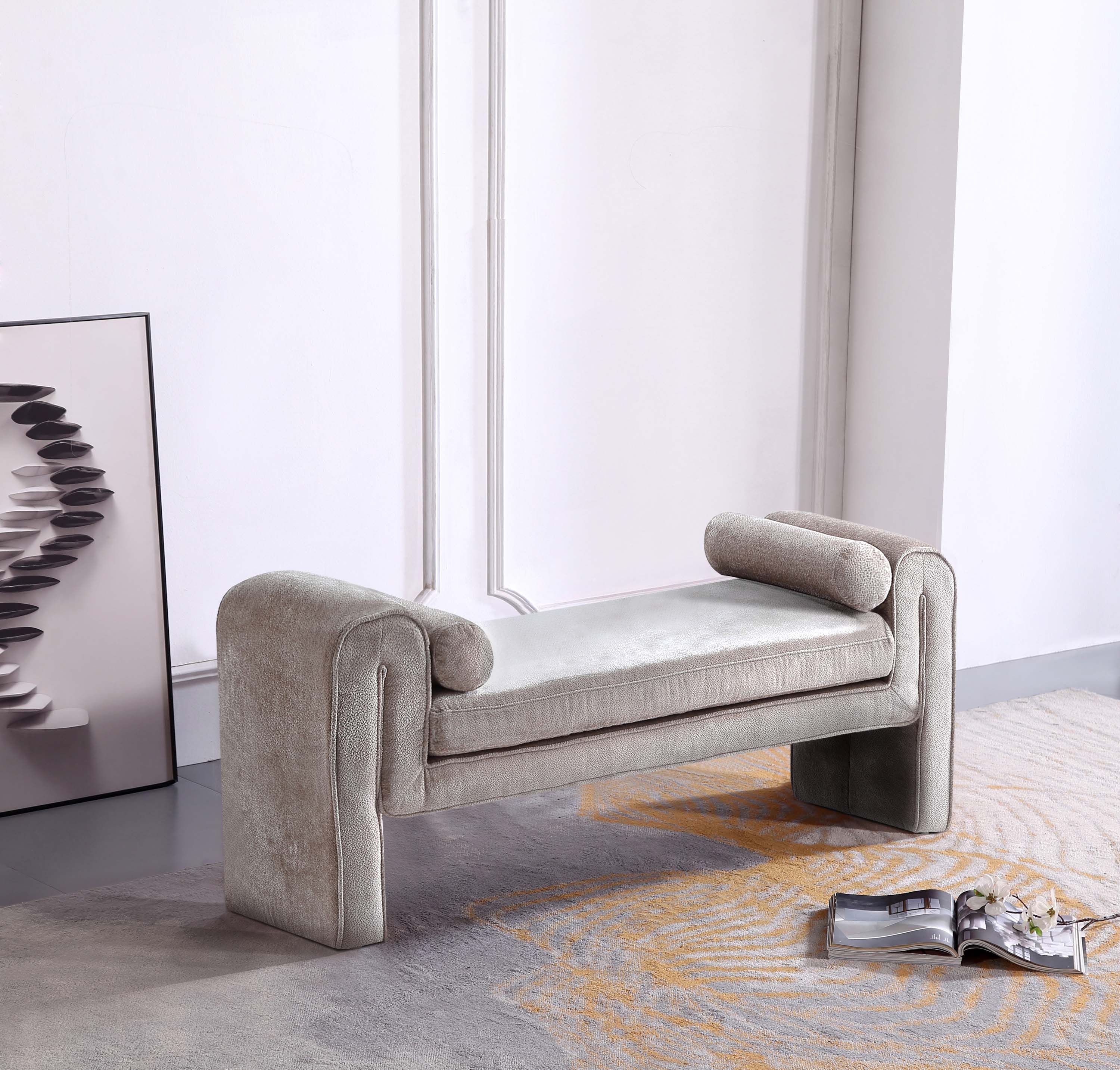 Manhattan Comfort BE001-DO Modern Dove Accent Bench 59-in x 17.5-in x 23.6-in