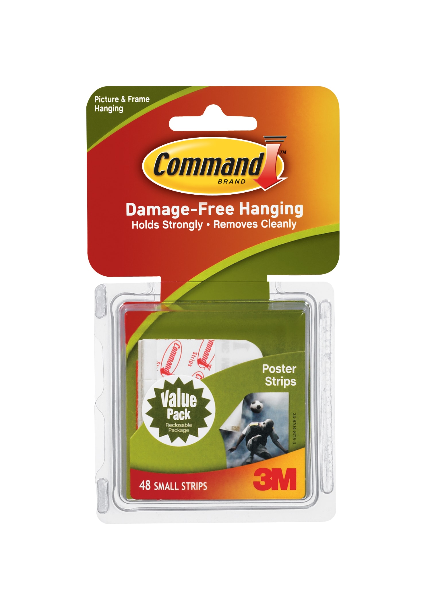 Command Poster Strips Hanging Strips 3M 17024 Damage Free Strong Hold 12  Strips White, 3-Pack 