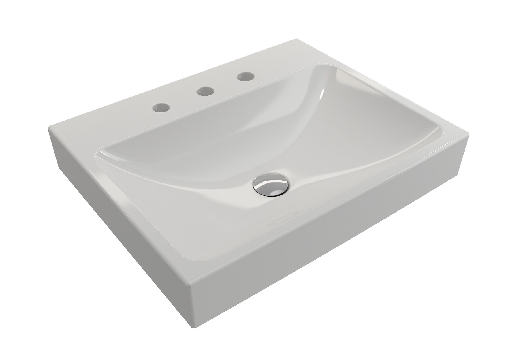 Modern White Ceramic Wall-Mount Rectangular Bathroom Sink
