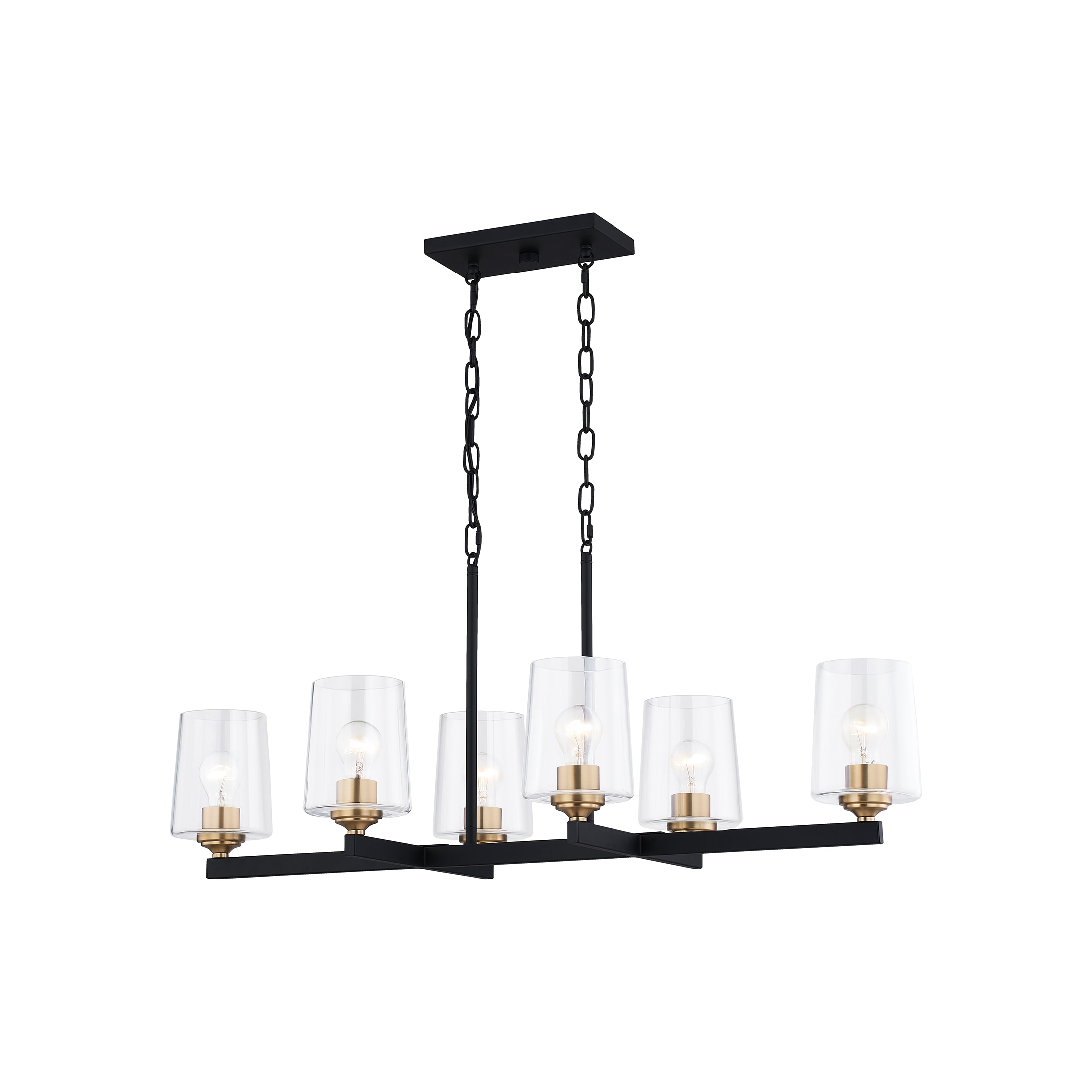 Quoizel Whitlock 6-Light Matte Black and Brushed Weathered Brass