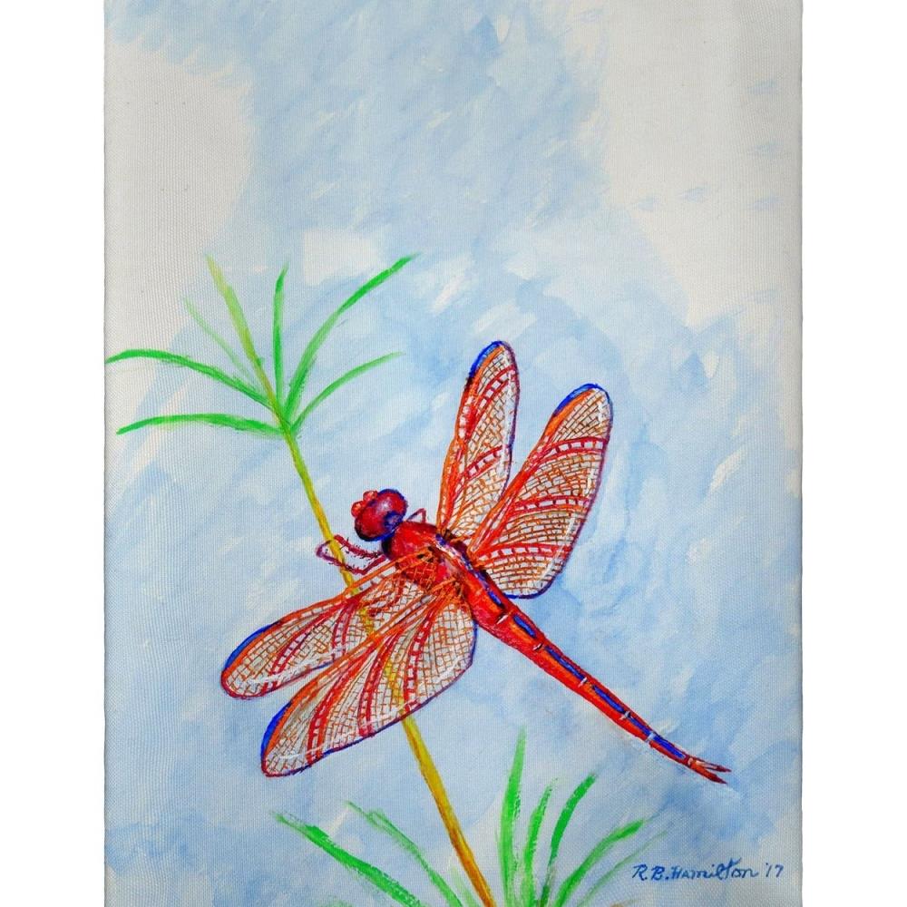 Betsy Drake Interiors BTDR3489 20 x 20 in. Red Dragonfly Guest Towel