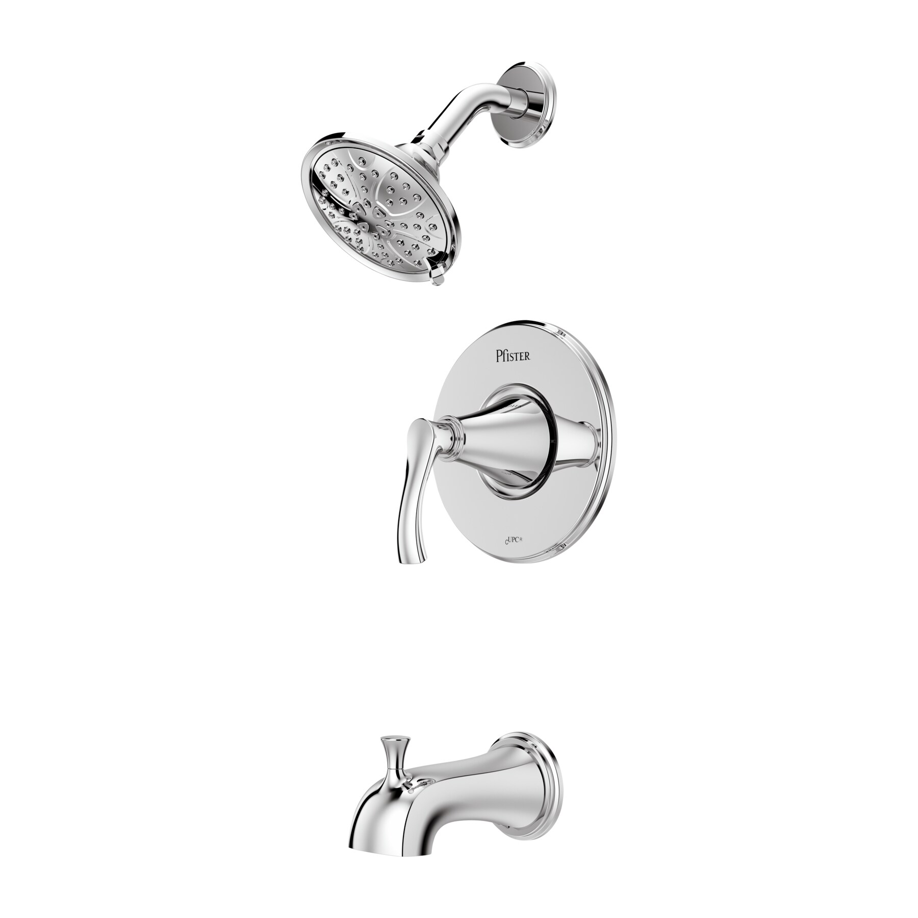 Pfister 8P8-WS2-ADSC Auden Polished Chrome 1-handle Multi-function 4.91-in Round Bathtub and Shower Faucet Valve Included