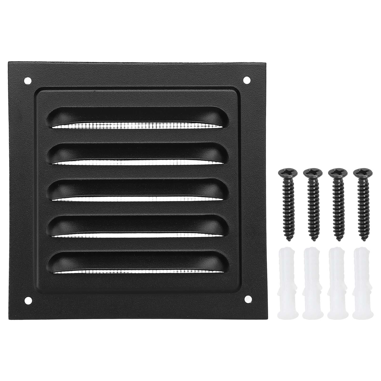 PATIKIL 4inchx4inch Aluminum Gable Vent Exterior Wall Outlet Vent Square Soffit Vent HVAC Louver Air Grille with Built-in Screen for House Attic Garage Ceiling Black #S26012200UX2481