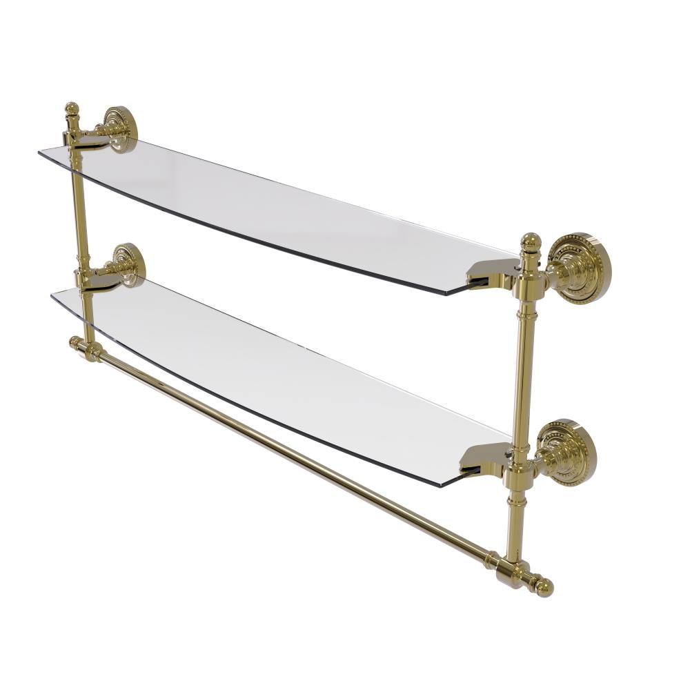 Allied Brass RD-34TB/24-UNL Retro Dot Unlacquered Brass 2 -Tier Wall mount Bathroom Shelf ( 24-in x 15-in x 5-in )