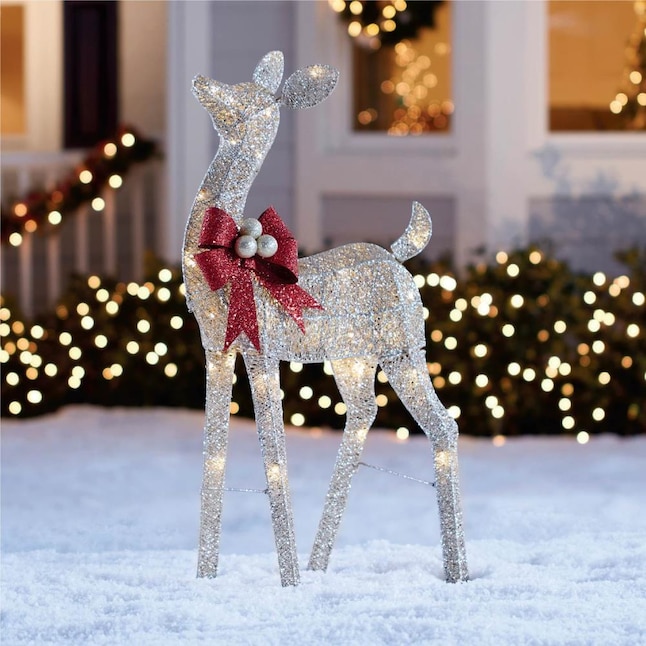 Holiday Living 36-in Fawn Sculpture with Clear LED Lights at Lowes.com