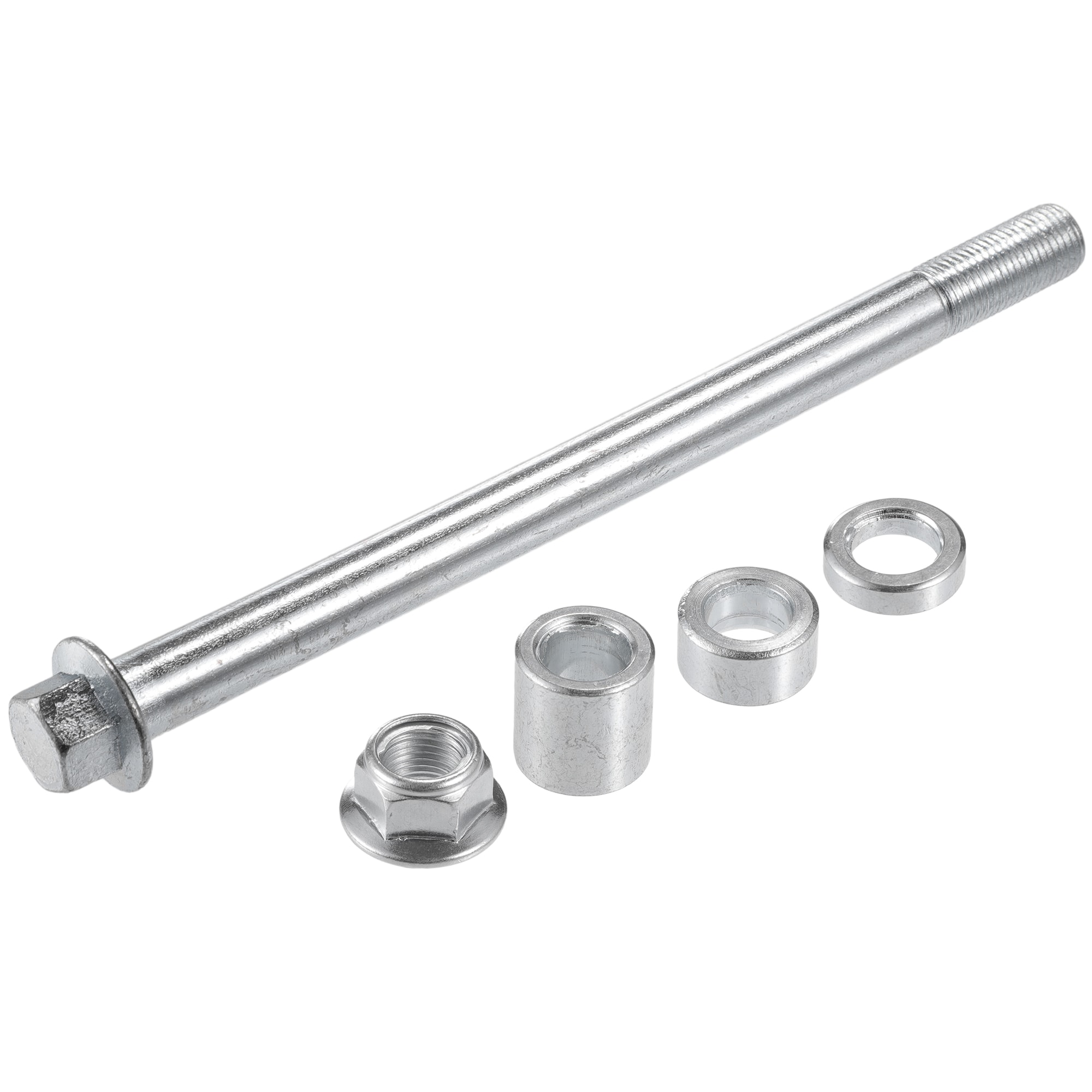 Unique Bargains Front Rear Axle with Bushing and Screw Bolt M12 170mm Dirt Bike Scooter ATV Wheel Axle Steel Alloy Silver Tone