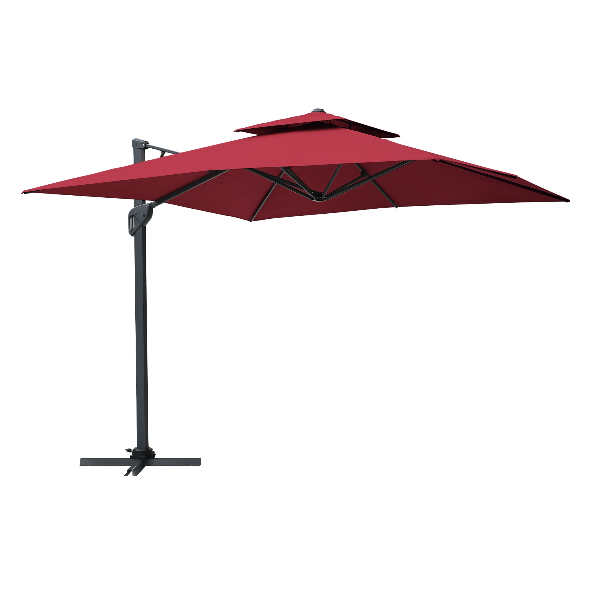 CASAINC CA-WG3RD 10-ft Aluminum Red Cantilever Patio Umbrella