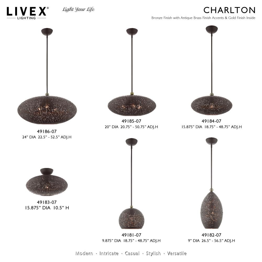 Elegant Bronze and Crystal 1-Light Semi-Flush Mount