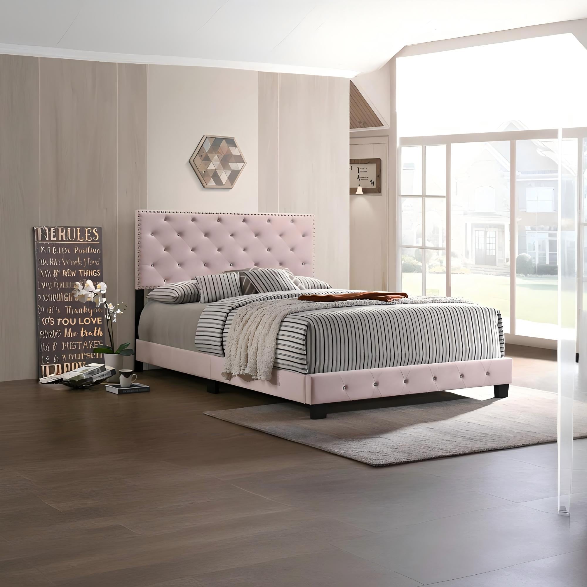 Glory Furniture Charming Transitional Pink Queen Bed For Style 64 Inch ...