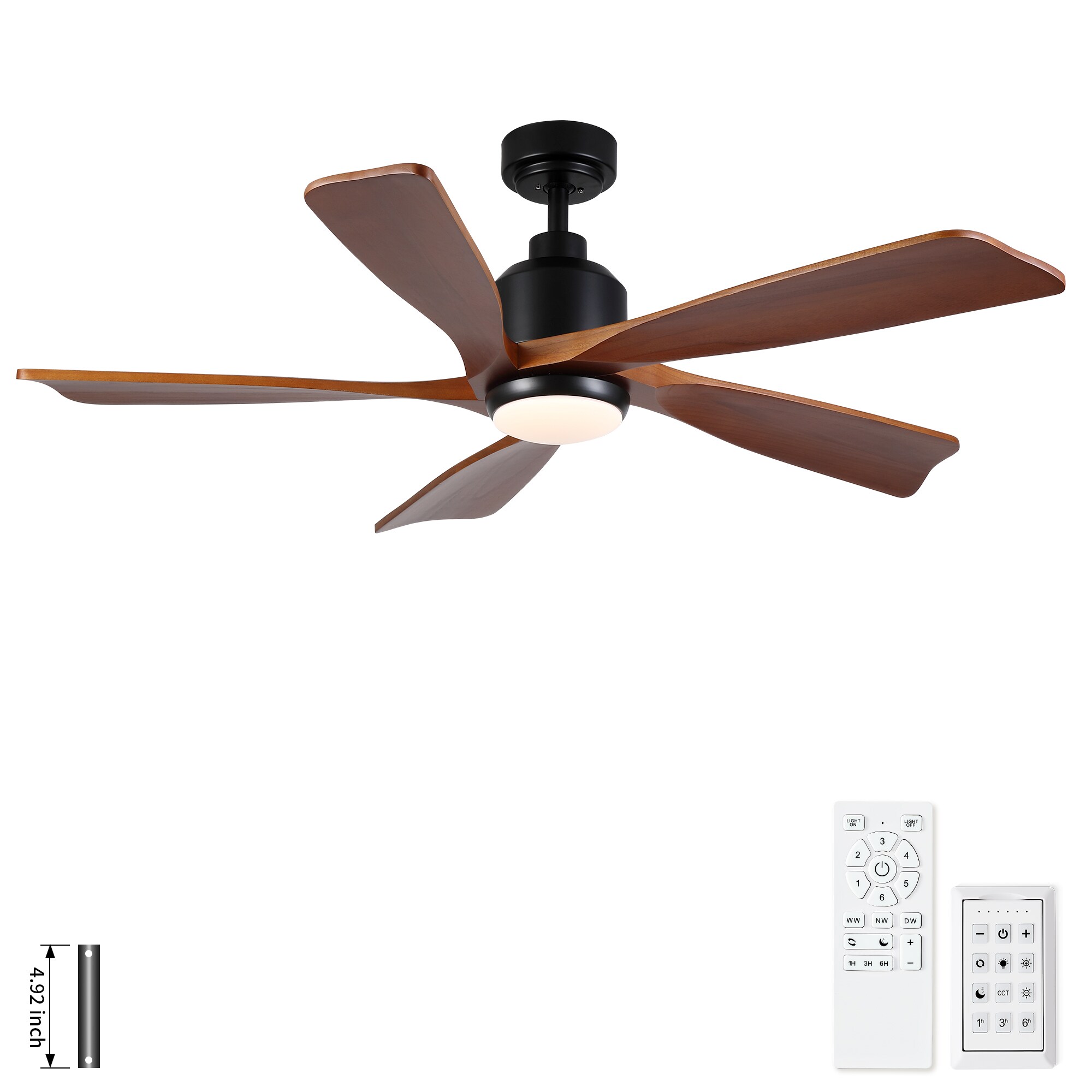 Huluwat 52 Inches Modern Farmhouse Solid Wood Black Ceiling Fan