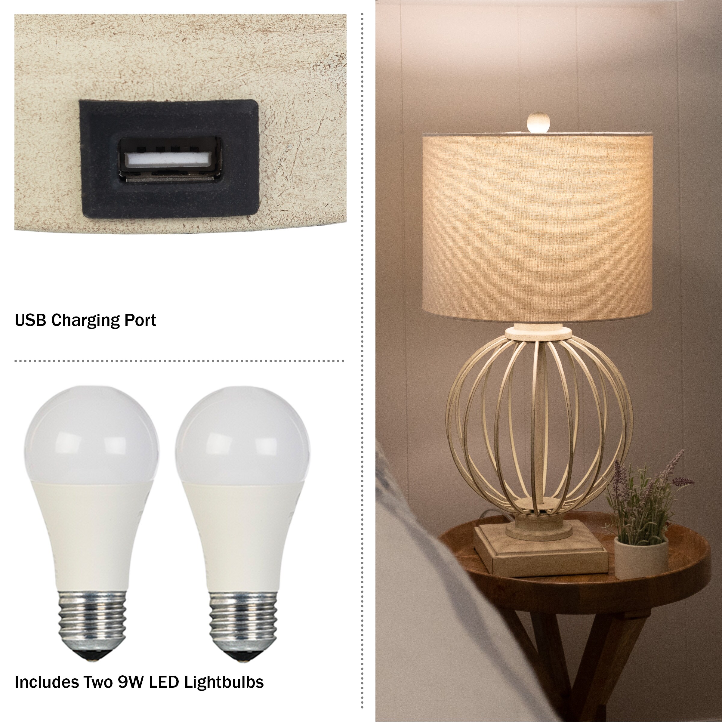Lavish Home 72-LMPST2-23-USB Table-Lamps - View #3