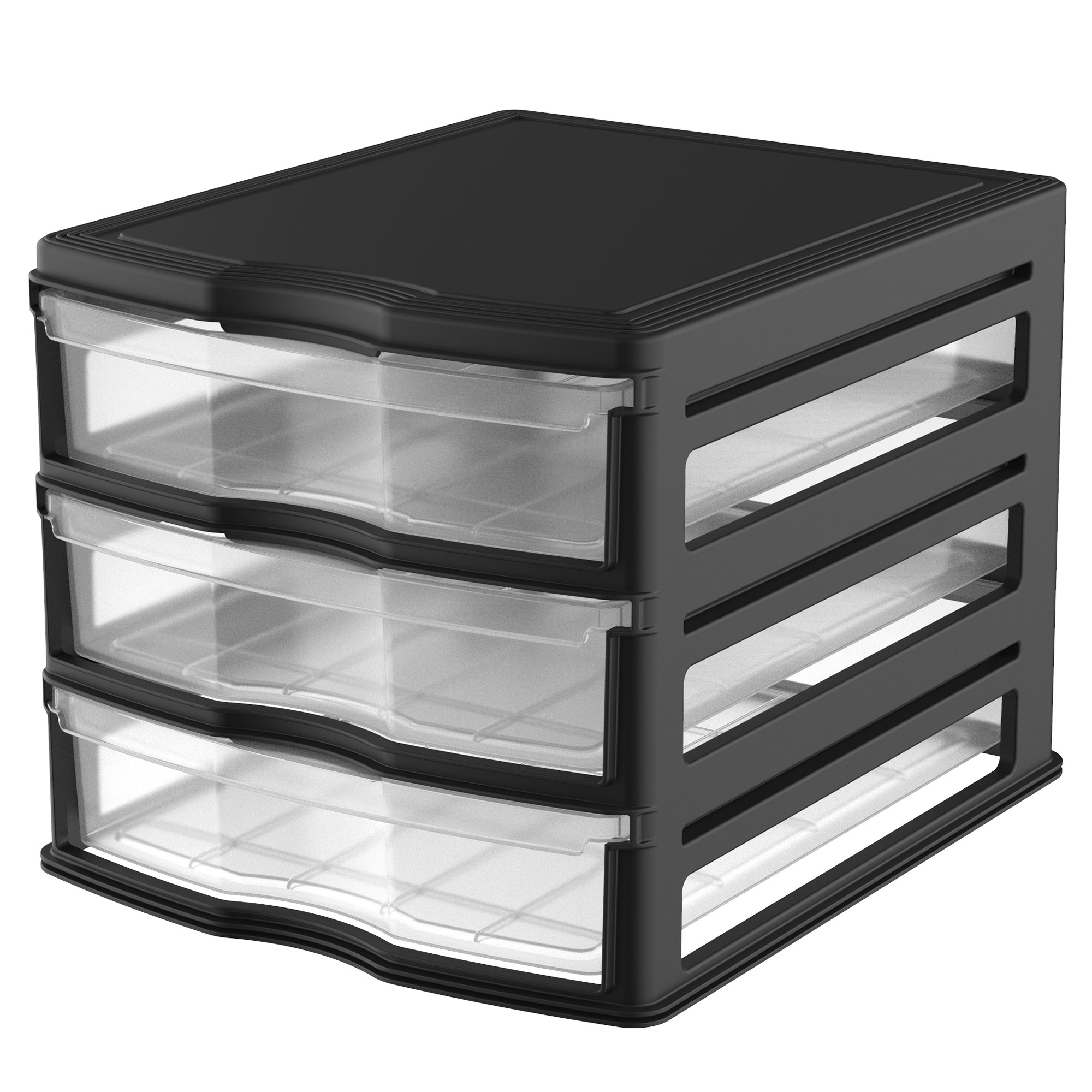 Life Story 263019 3 -Drawers Black Stackable Plastic Storage Storage drawer 9.62-Inches H x 11-Inches W x 13.5-Inches D