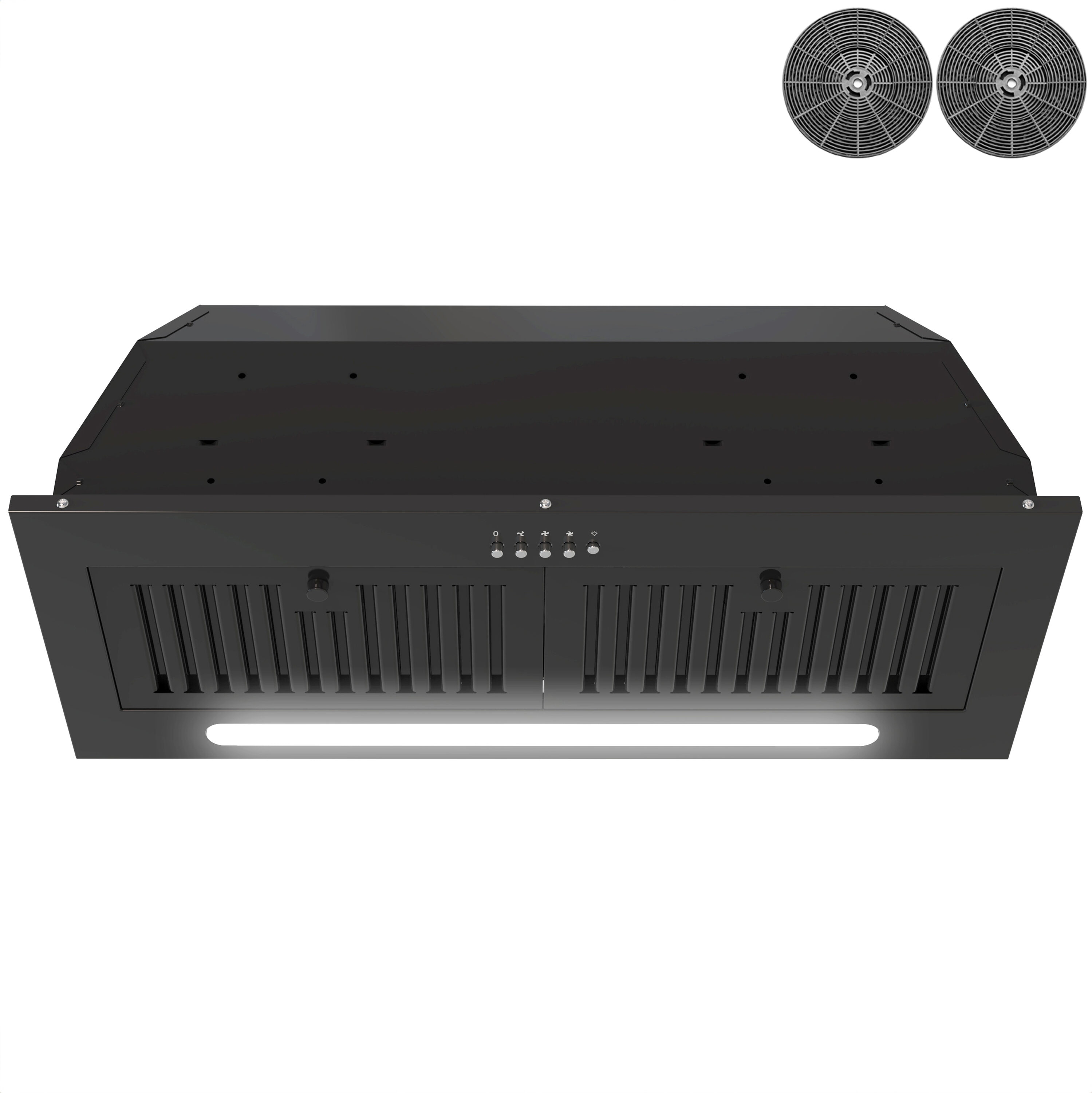 AKDY RH0667-1 30 inch Convertible 319-CFM Black Insert Under Cabinet Range Hood with Charcoal Filter