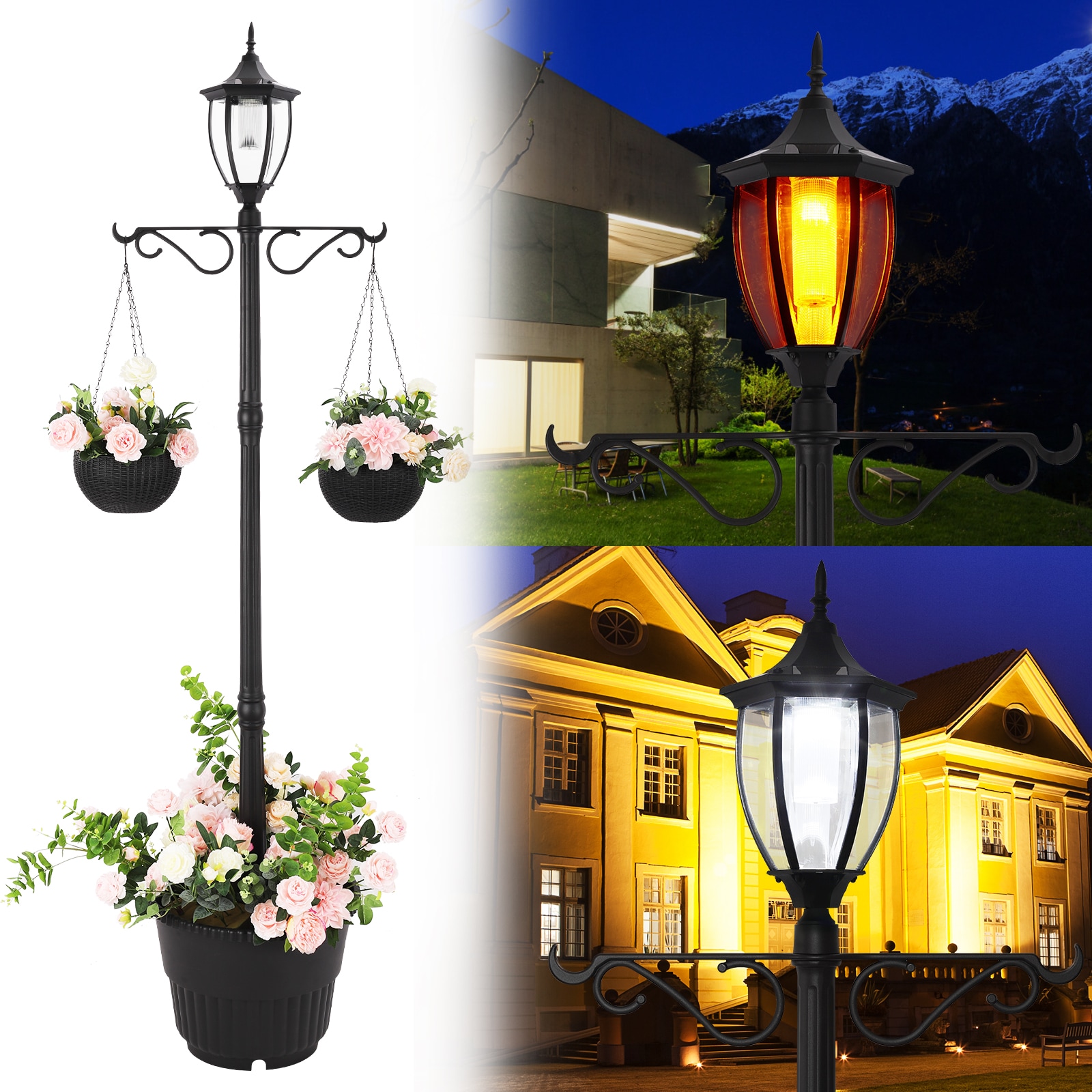 Sun-Ray 3L2066 18.3-Inches W Medium Black Metal Outdoor Hanging planter with Drainage Holes