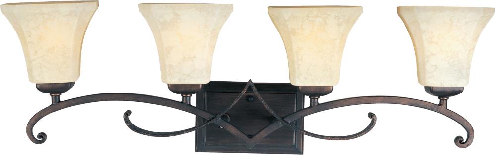 Maxim Lighting 21074FLRB Oak Harbor 31.5-in 4-Light Rustic Burnished Transitional Vanity Light