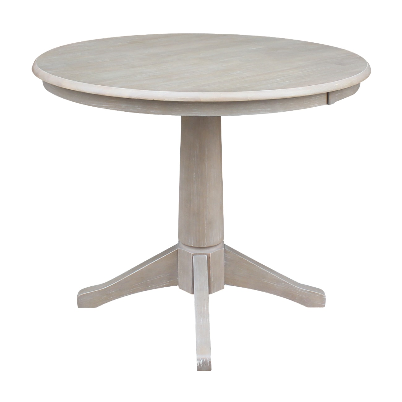 International Concepts Washed Gray Taupe Round Traditional Dining Table ...