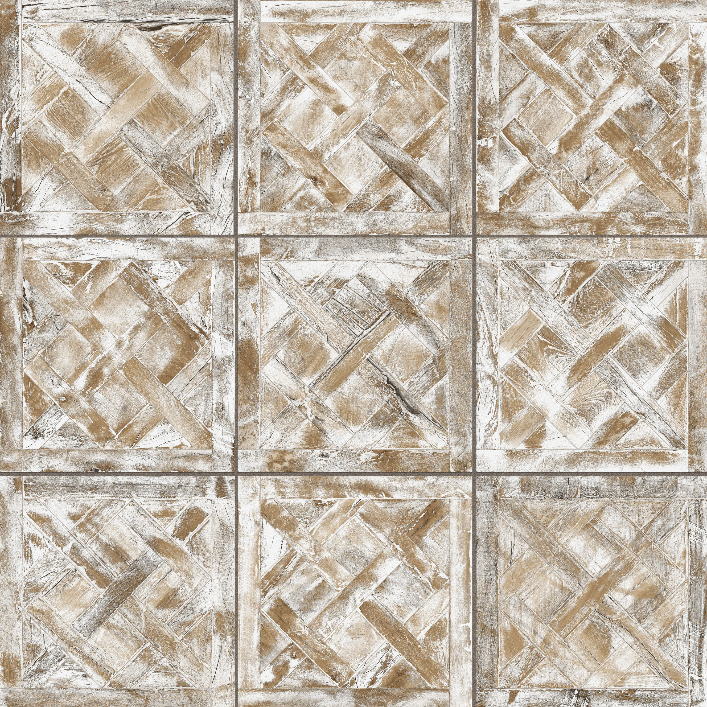 Affinity Tile Sample - Kings Forest Lattice White 9-in x 9-in Matte Ceramic Wood look Floor and Wall Tile