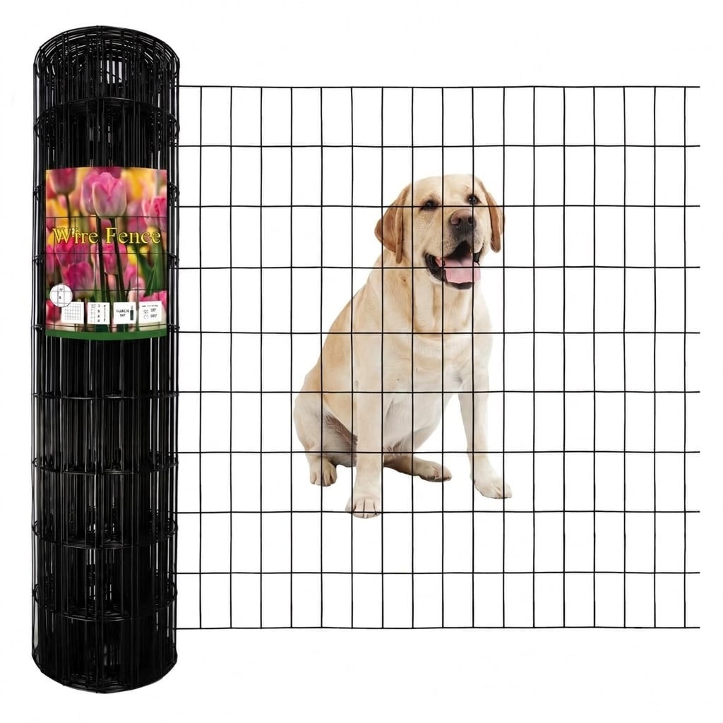 AOIZGMY  Black PVC Coated Welded Wire Fence 36 Inch x 50 Foot Roll 2 Inch x 4 Inch Mesh 14 Gauge Steel Garden Border Fencing for Yard Vegetable