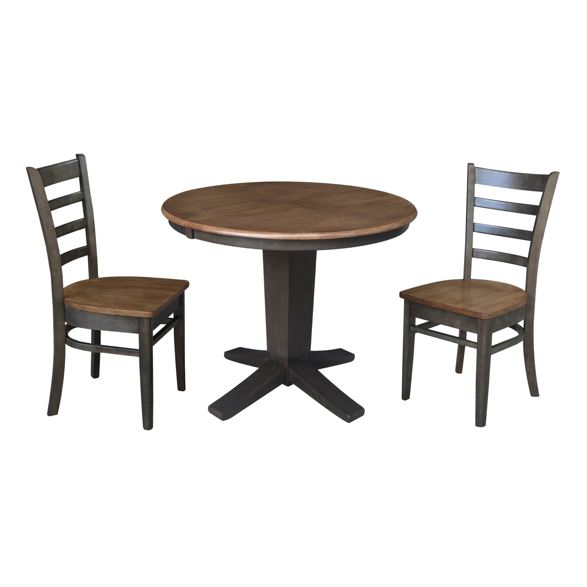 International Concepts K45-36RXT-23B-C617-2 Hickory/Washed Coal Traditional Dining Room Set with Round Table ( Seats 4 )