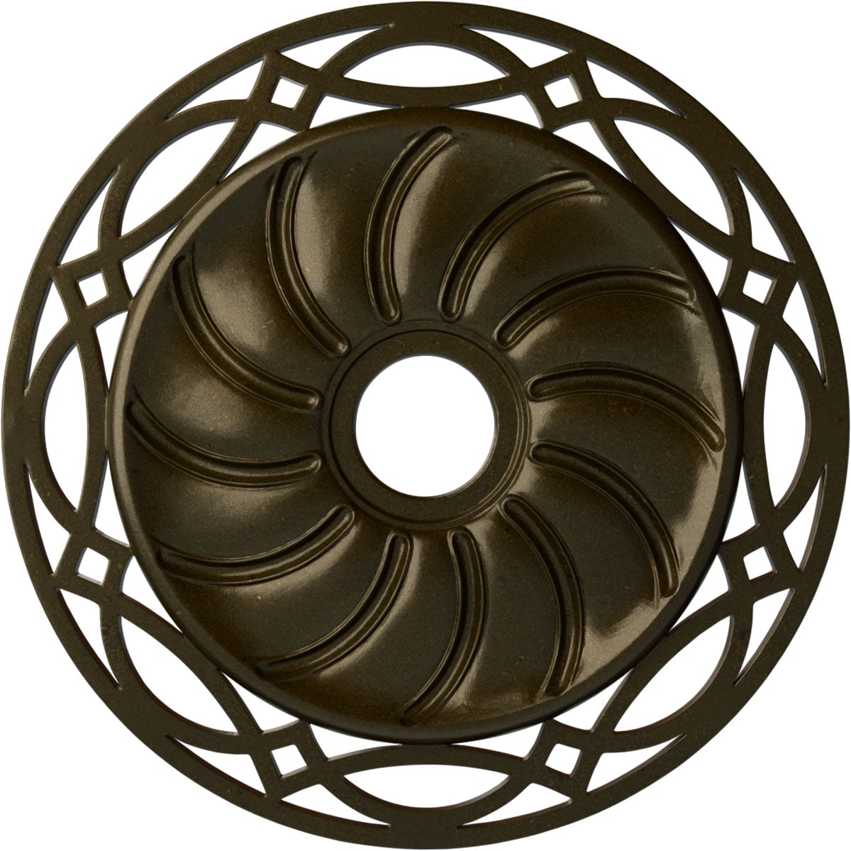 Ekena Millwork CM26LOGGS Loera 26.625-in W x 26.625-in L Painted Green Gold Polyurethane Whole Ceiling Medallion
