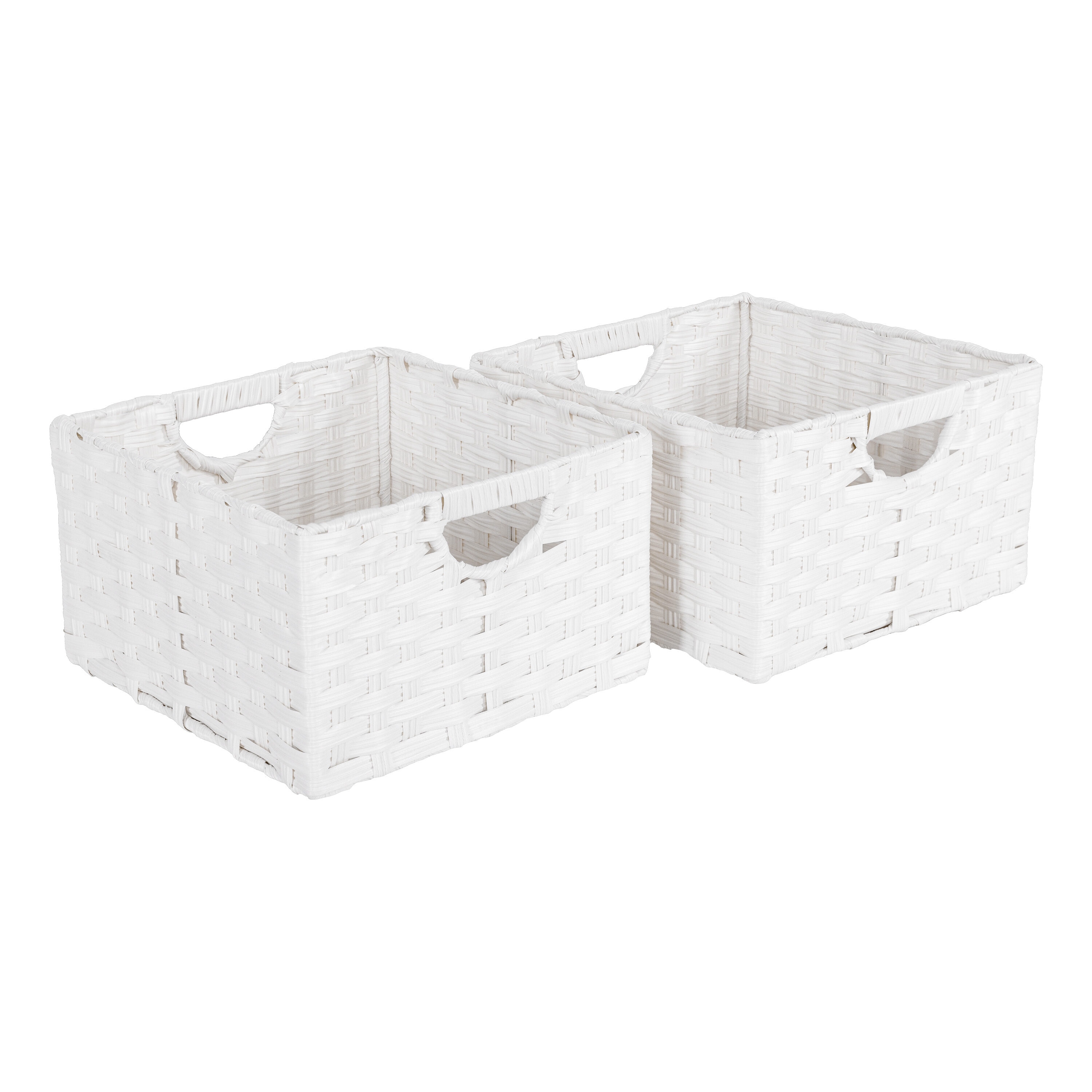 Rectangular Open Laundry Hamper Plastic, White, Set of 4 Storage