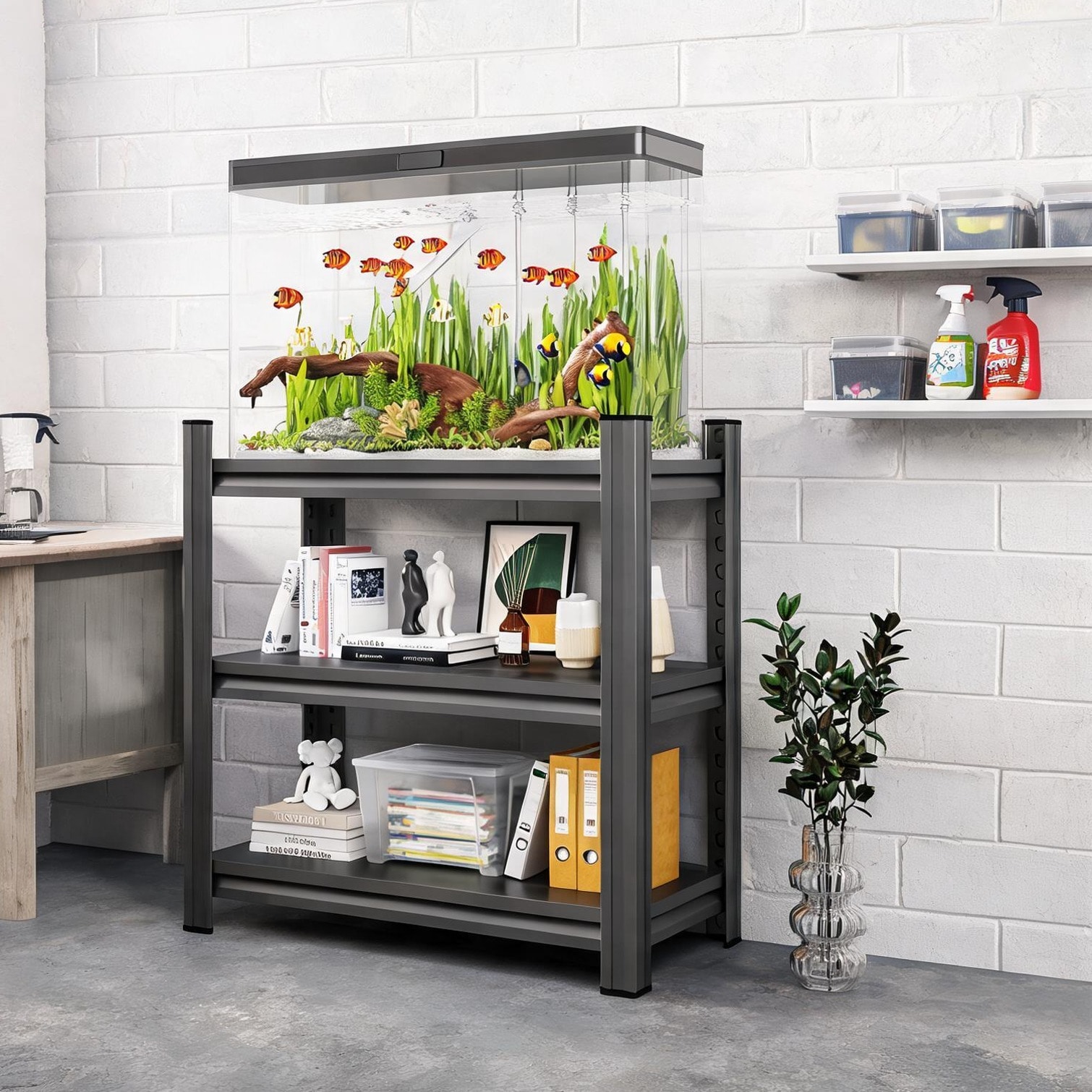 chillscreamni Storage Home and Furniture Storage in Neutral Finish 33.7 x 16.1 x 3.7 in with Shelving