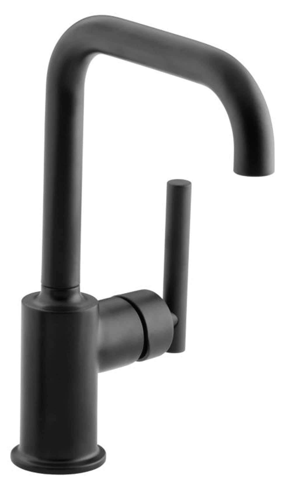 KOHLER 7509-BL Purist Matte Black Single Handle Deck-mount Kitchen Faucet