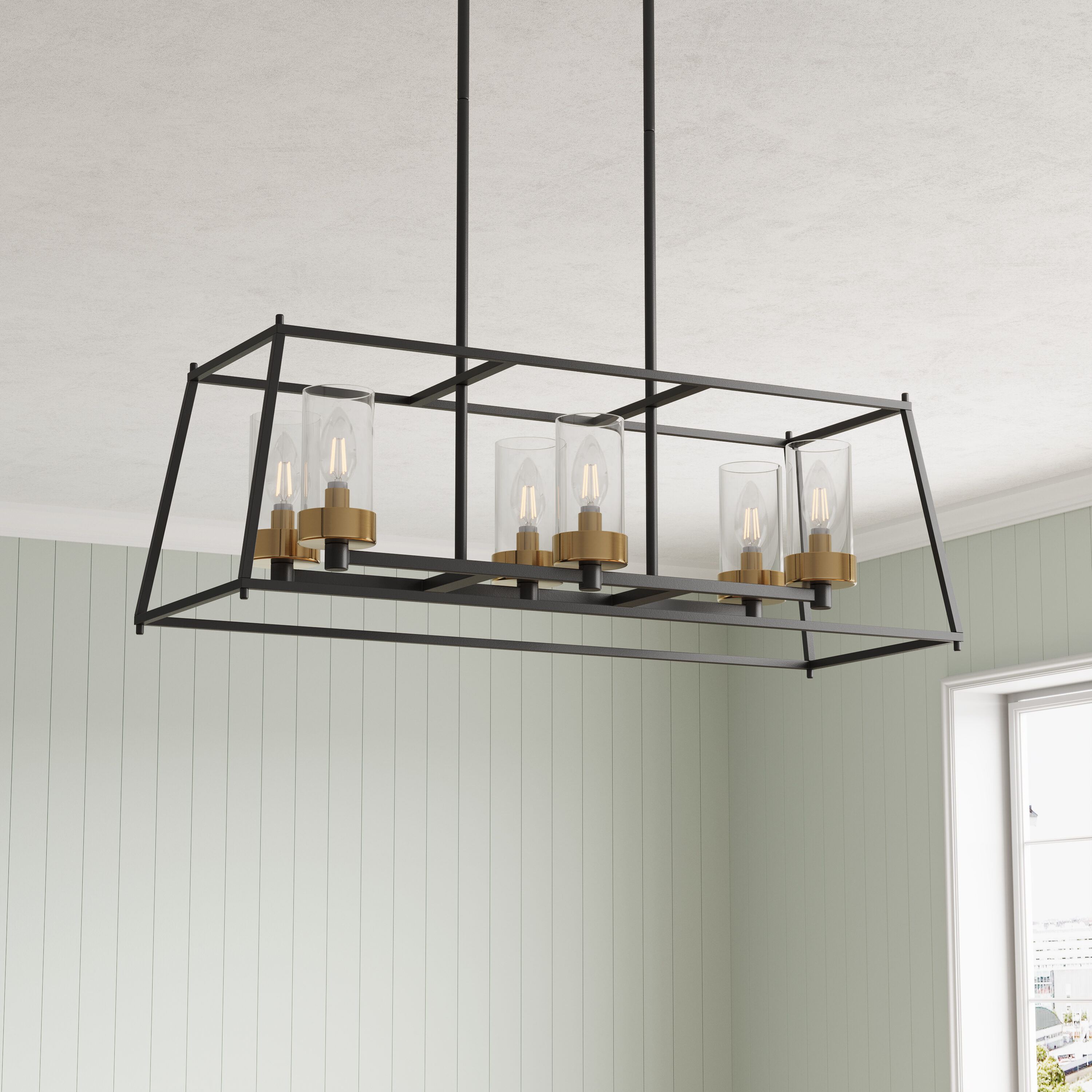 Aiwen 6-Light Black Farmhouse Led; Dry rated Chandelier in the ...