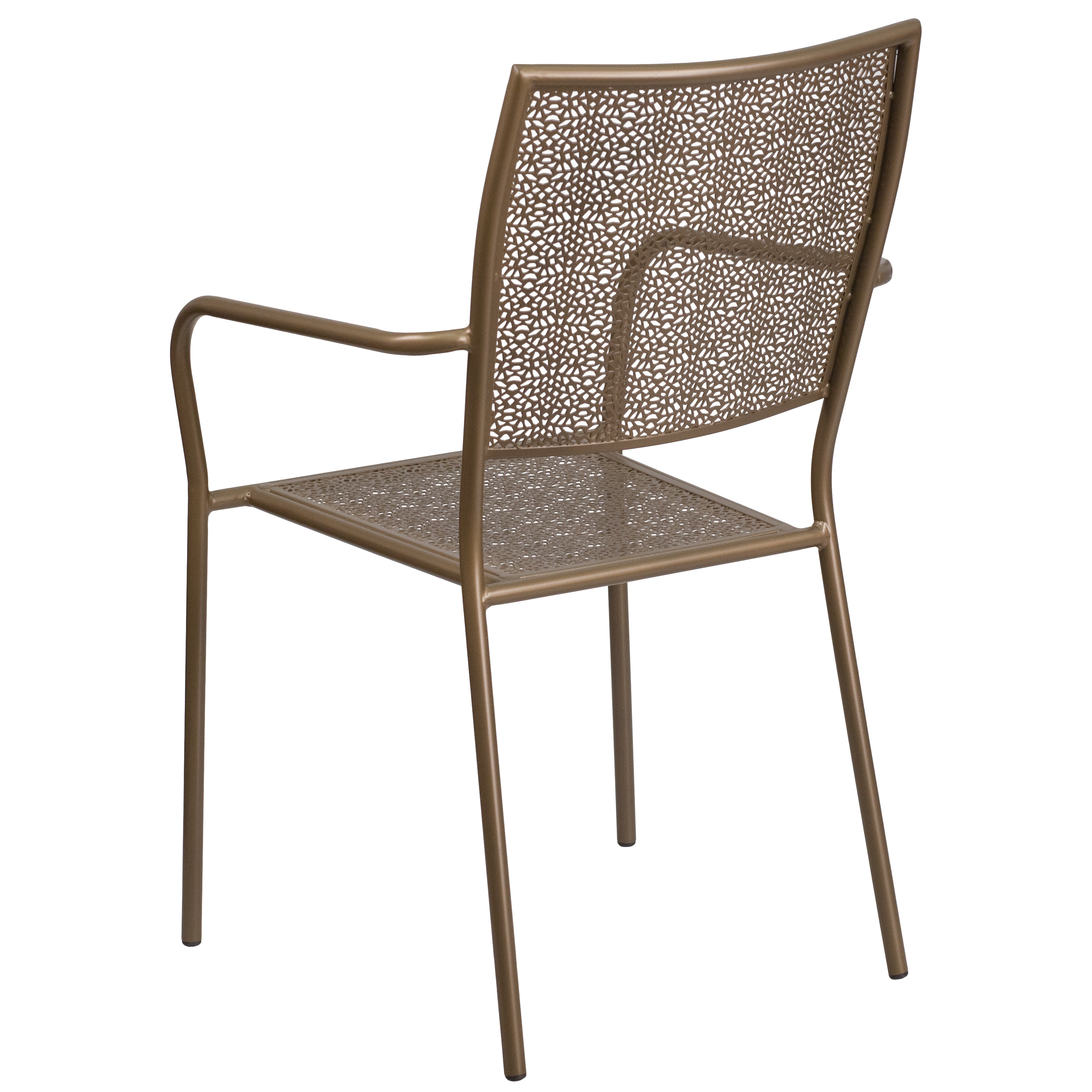 Gold Rain Flower Metal Patio Arm Chair