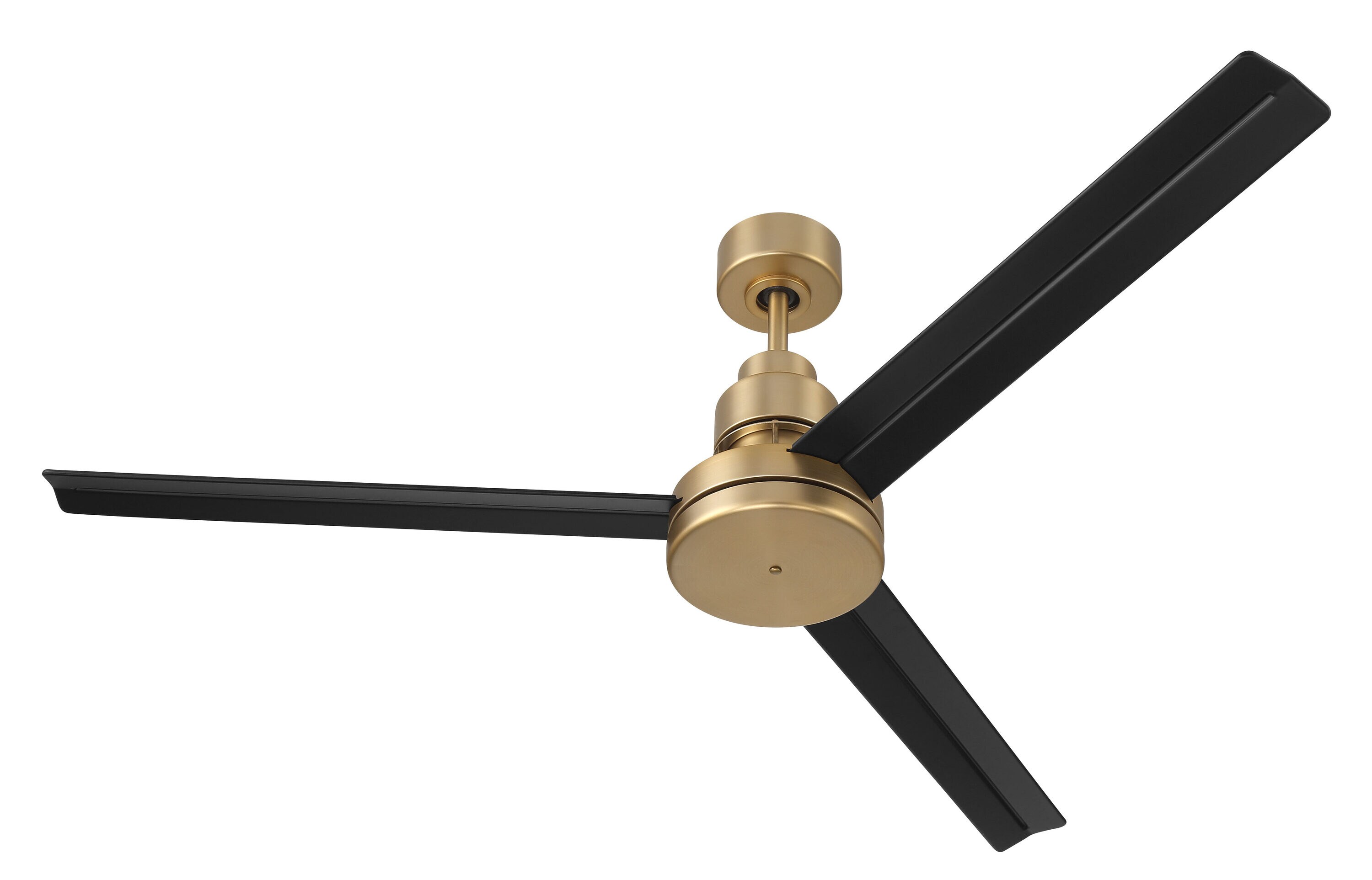 54" Satin Brass and Black Modern Ceiling Fan with Remote
