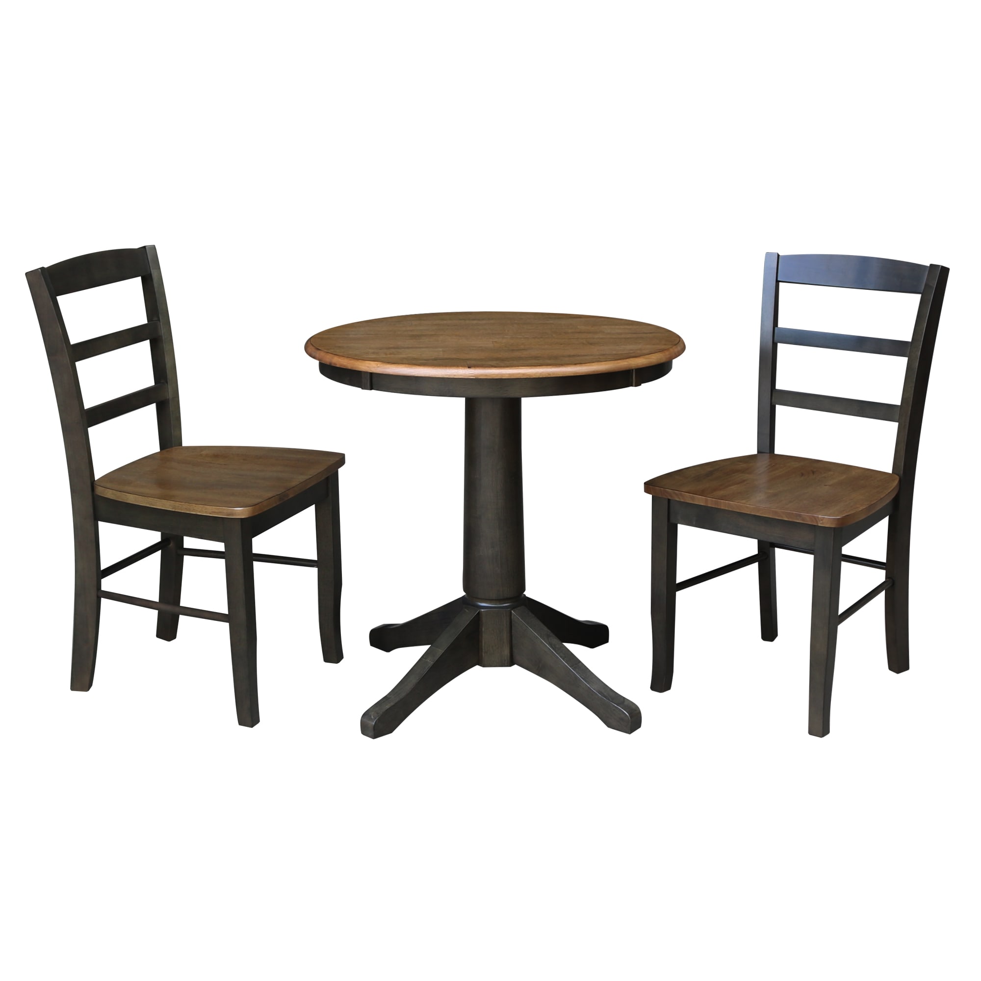 International Concepts K45-30RT-27B-C2-2 Hickory/washed coal Traditional Dining Room Set with Round Table ( Seats 2 )