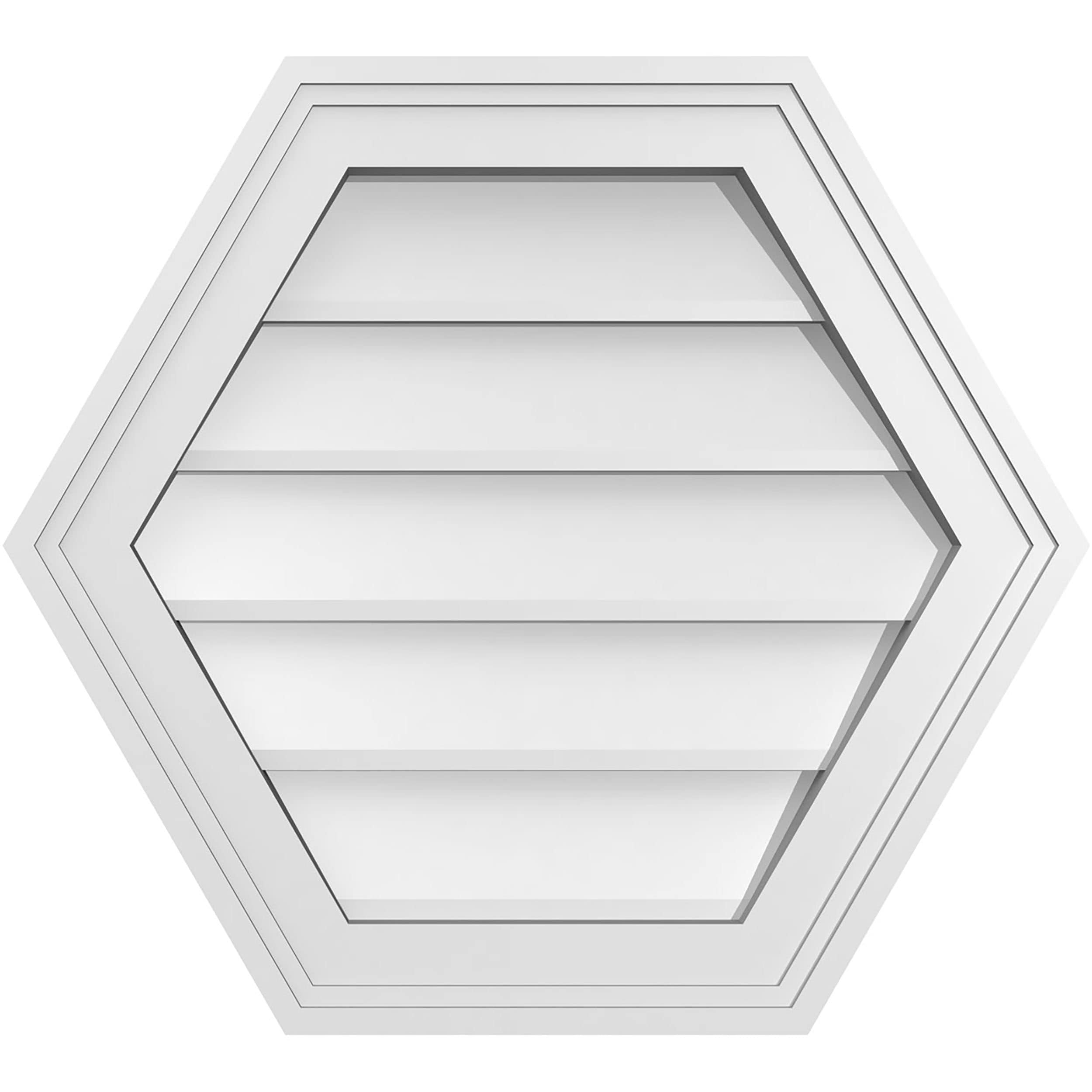 Ekena Millwork GVPHP20X1802SN 20-Inches x 18-Inches Off-white Peaked PVC Gable Louver Vent