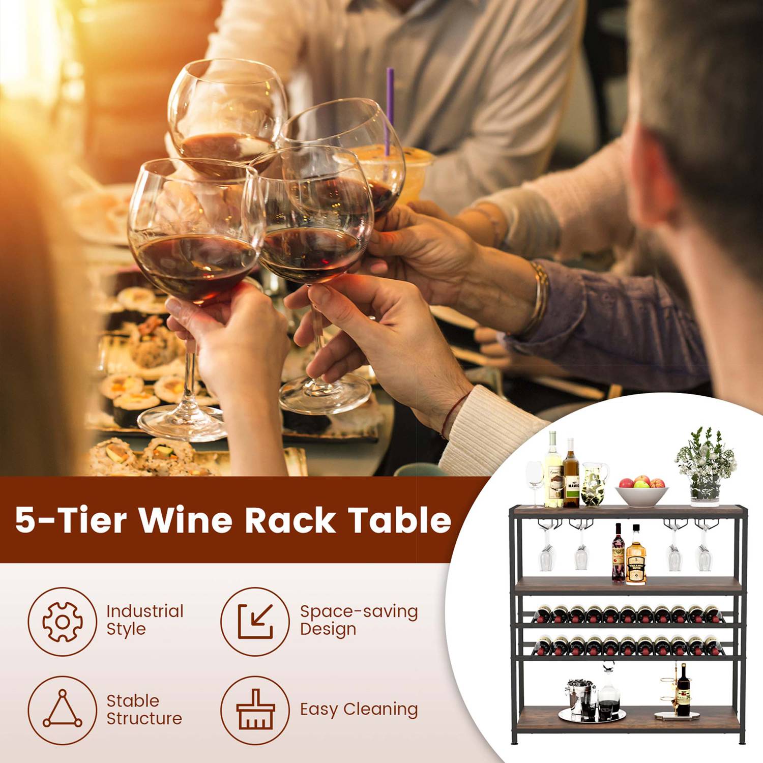 Costway CSHY003446 Dining-Kitchen-Storarge - View #5
