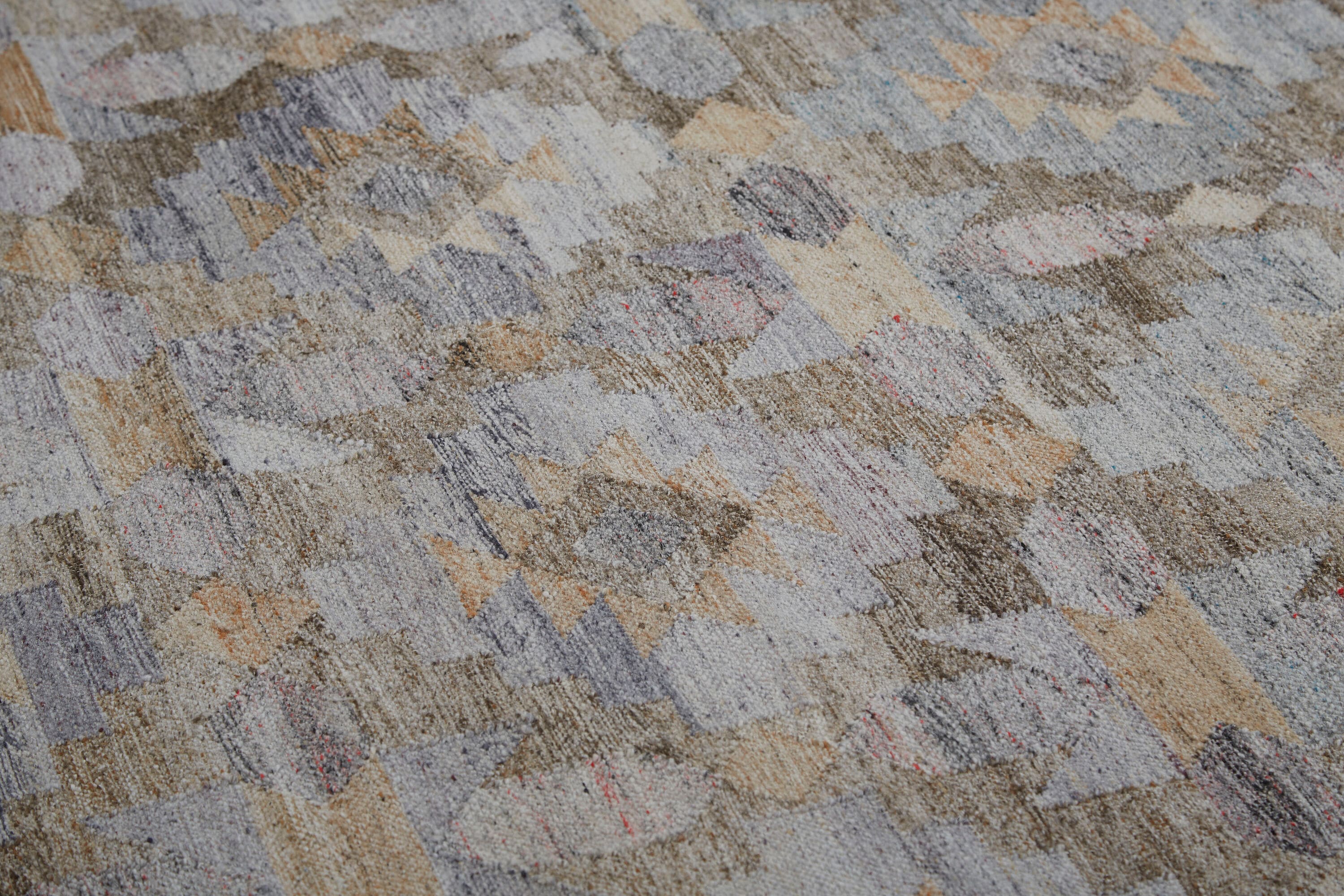 Gray Geometric Flat Woven Synthetic Area Rug 8' x 10'