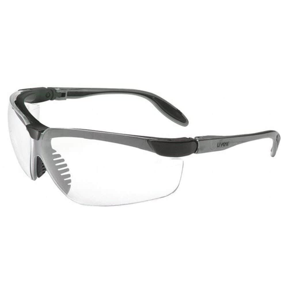 Uvex  Genesis S Safety Glasses Anti-Fog  Anti-Scratch Clear Lens Black/Gray Frame Half-Frame